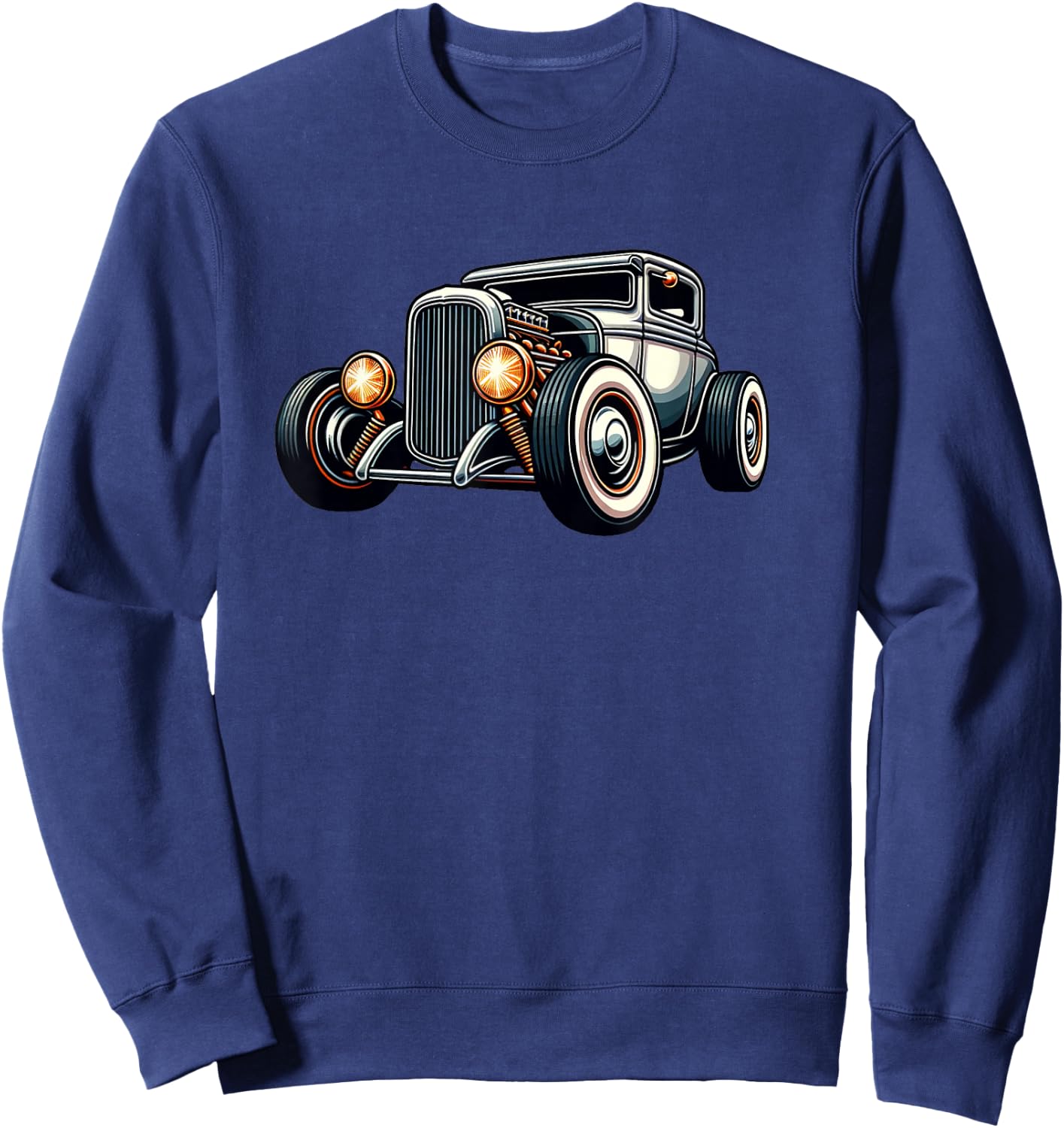 Classic Hot Rod Retro Vintage Custom Hotrod Car Illustration Sweatshirt - Sweatshirt | Navy