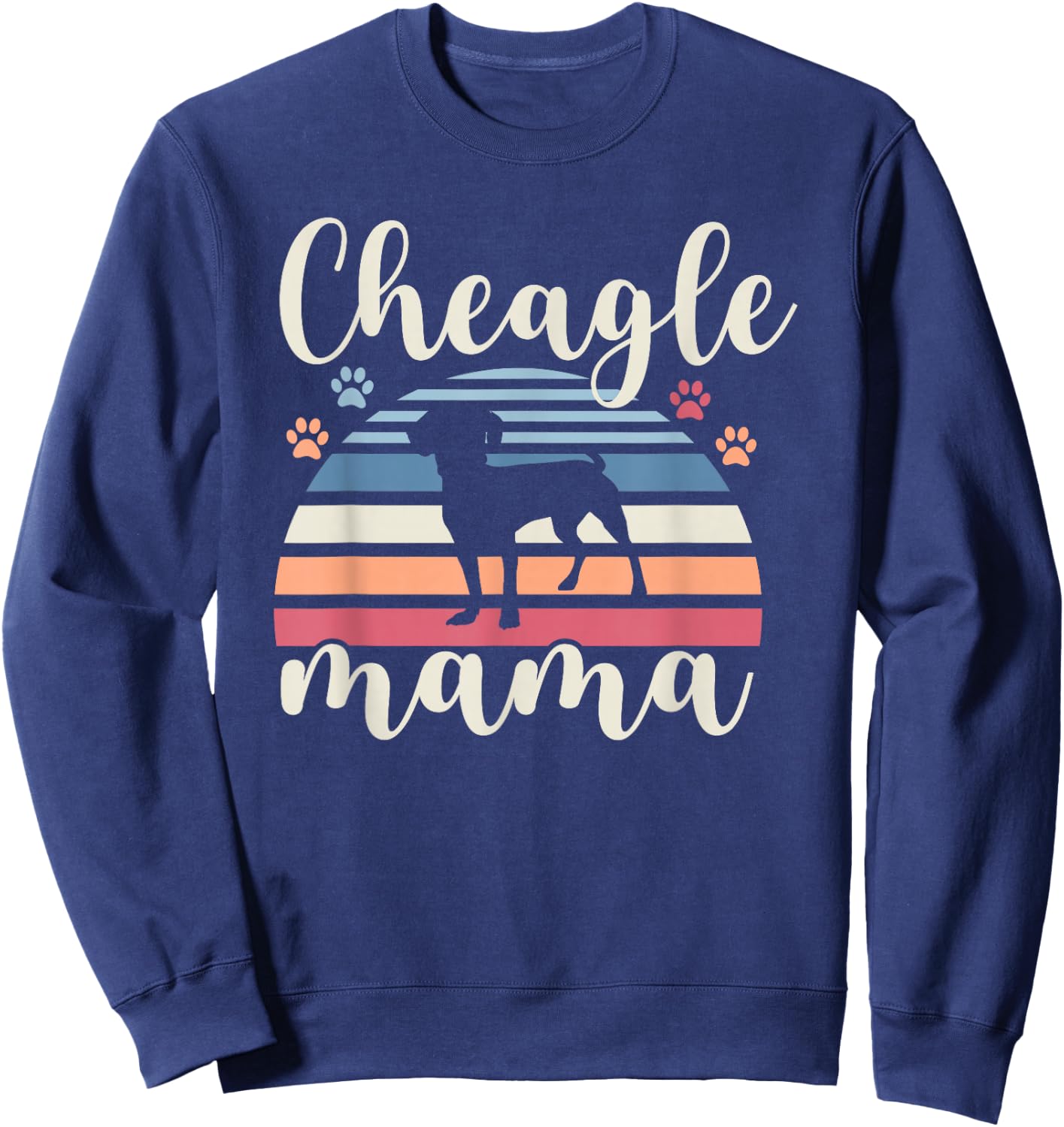 Retro Vintage Cheagle Mama Dog Mom Lover Chihuahua Beagle Sweatshirt - Sweatshirt | Navy