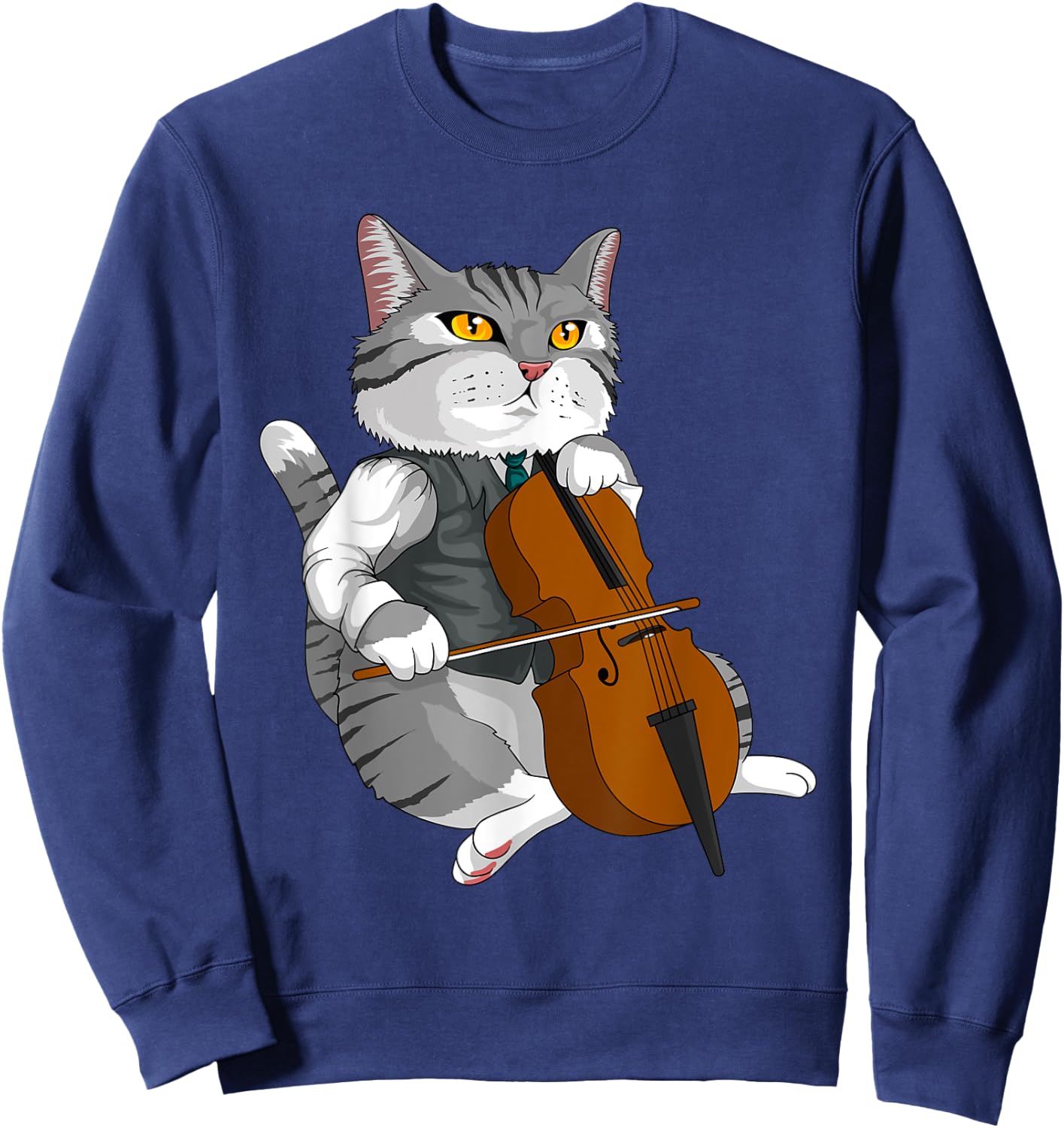 Cat Playing Cello Violin musical instrument Sweatshirt - Sweatshirt | Navy