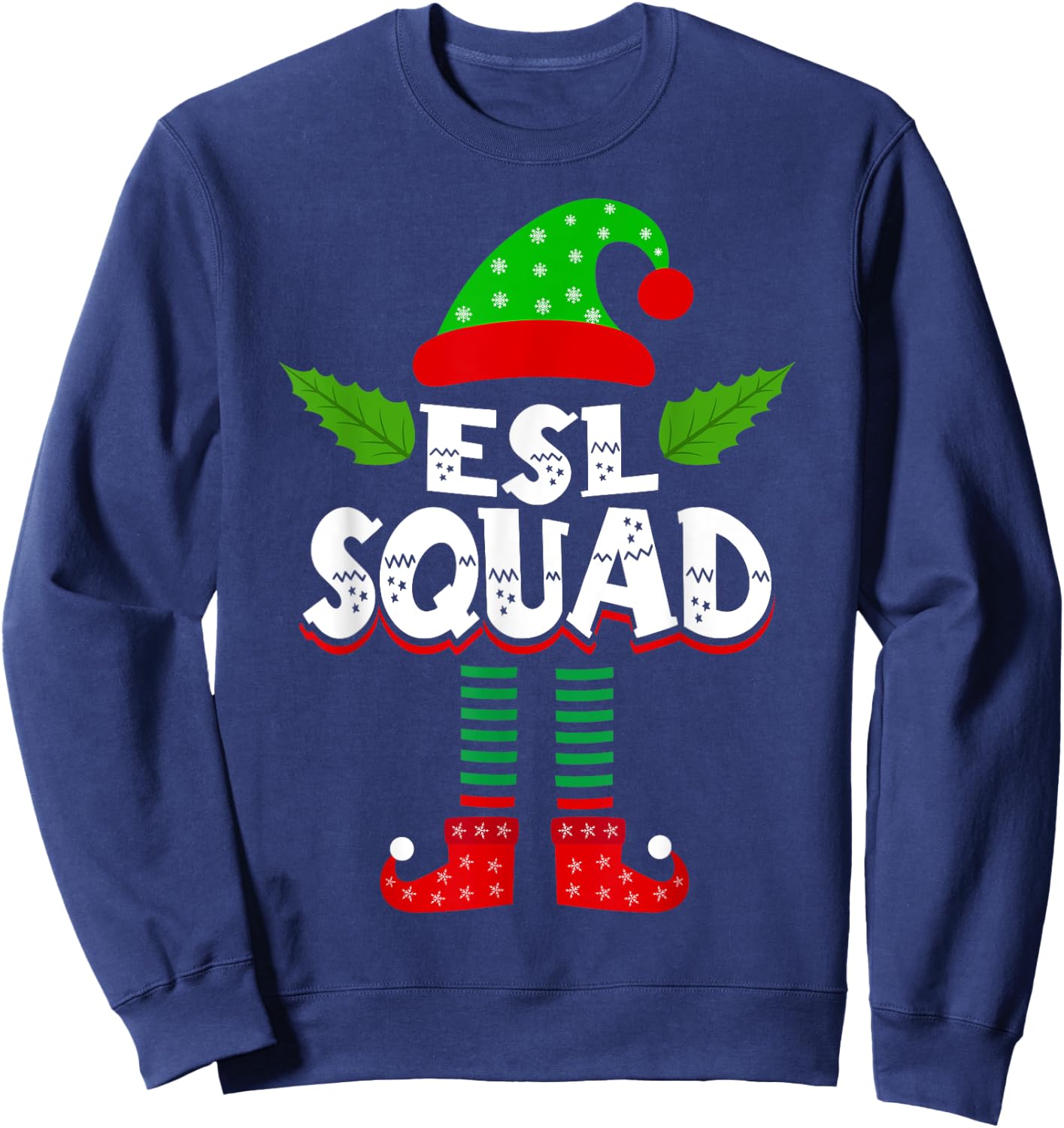 ESL ESOL Teacher Elf Team Group Christmas Matching Sweatshirt - Sweatshirt | Navy