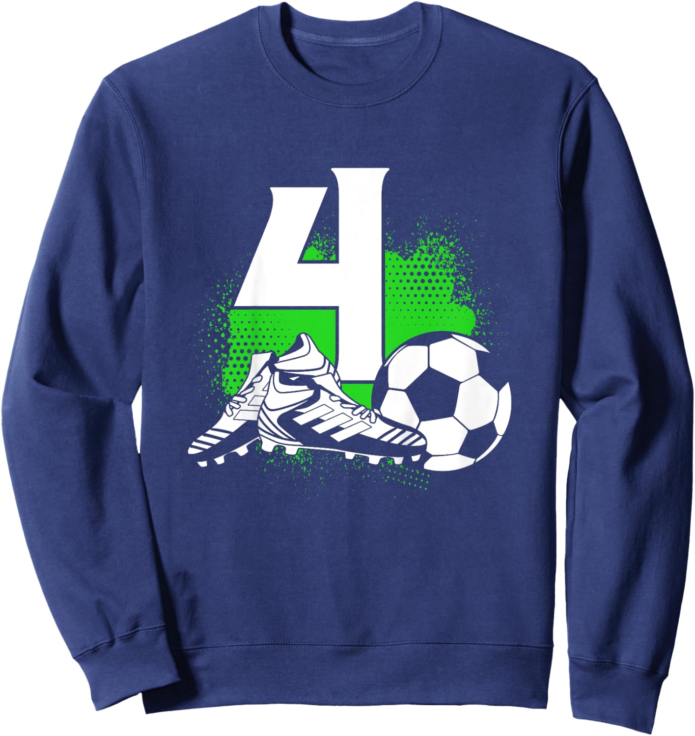 Kids 4 Years Old Boy 4th Birthday Gift Bday Soccer Sweatshirt - Sweatshirt | Navy