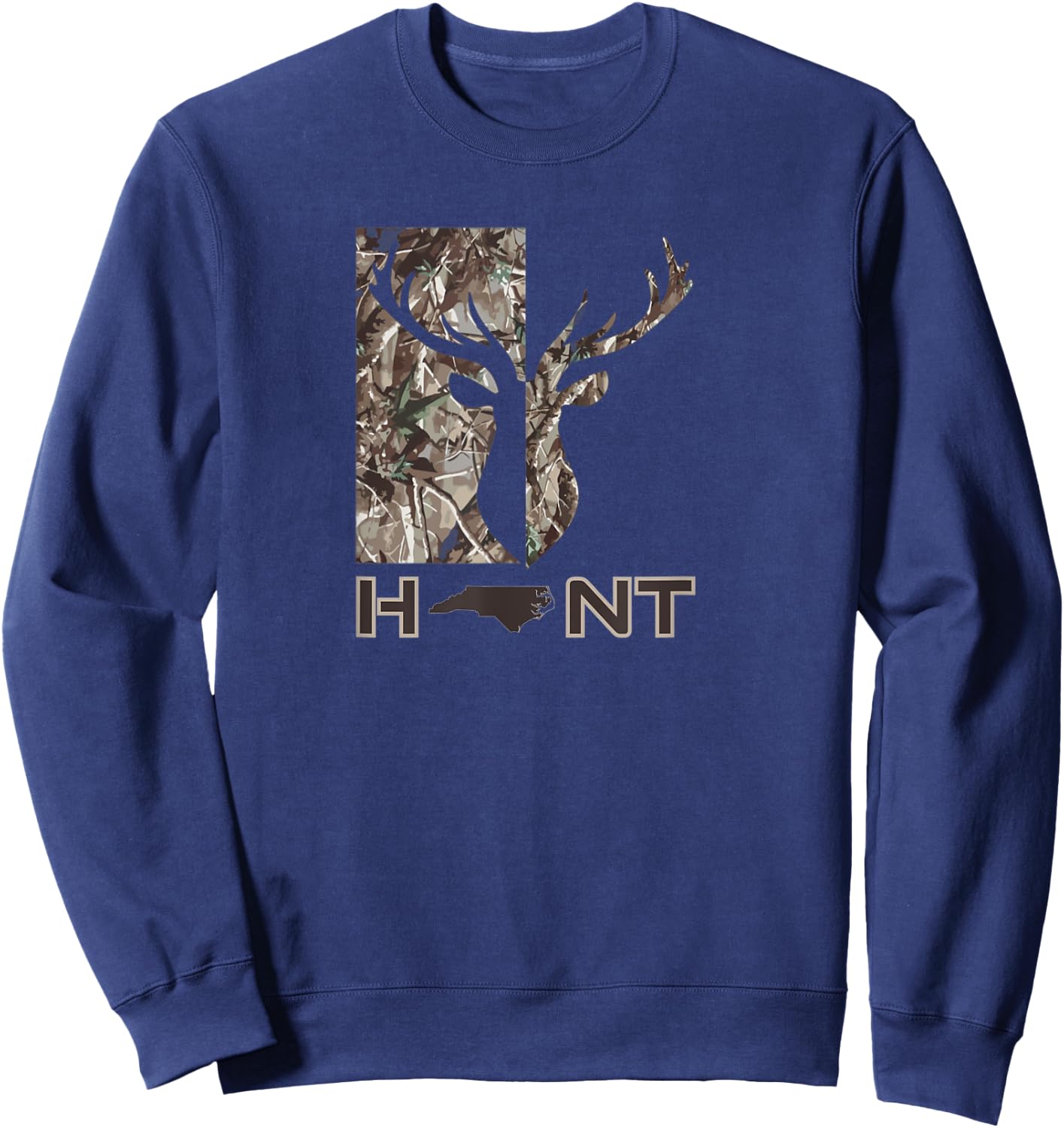 North Carolina Deer Hunting Season Camo NC Buck Silhouette Sweatshirt - Sweatshirt | Navy
