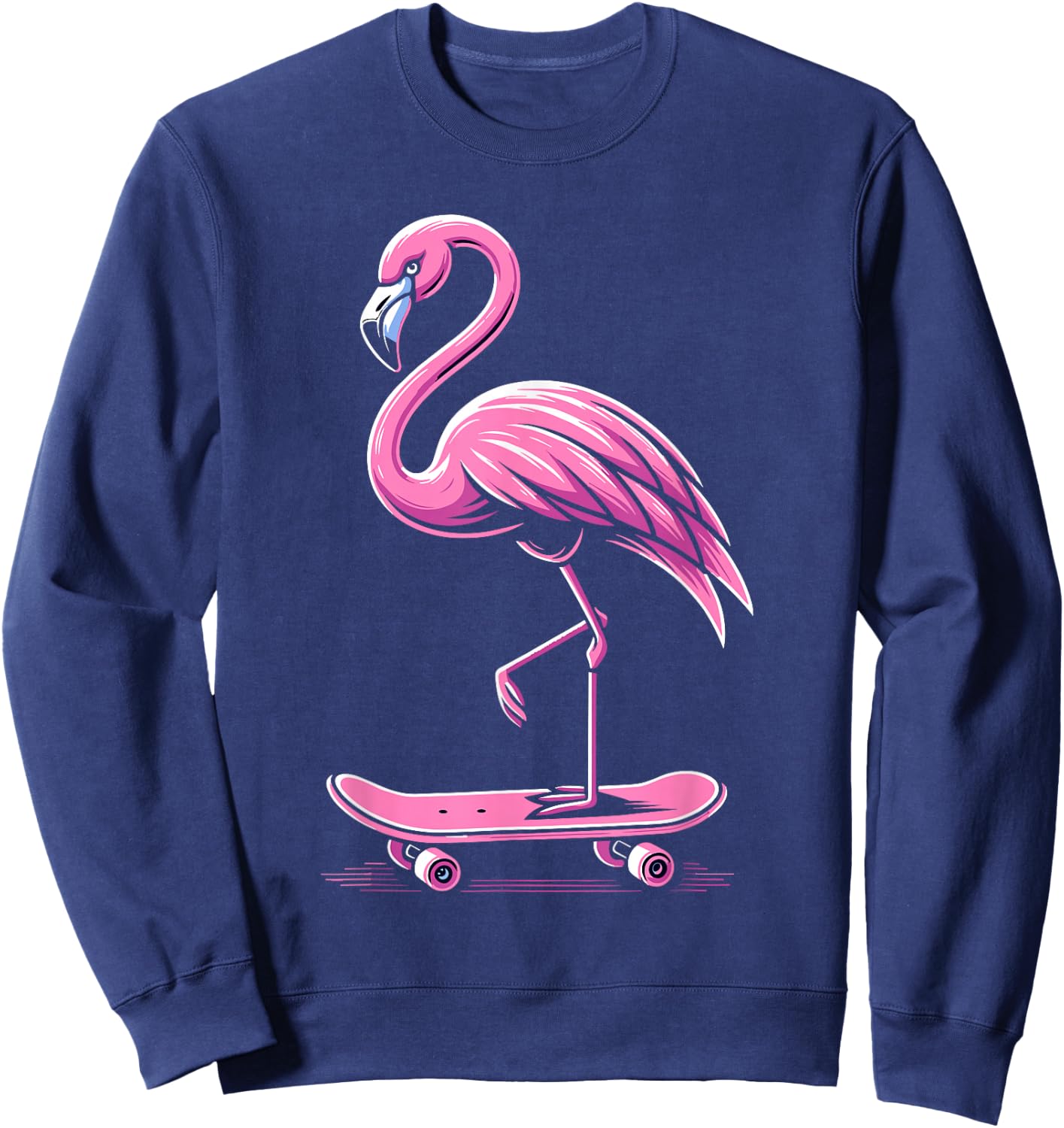 Skateboarding Flamingo Skater Skateboarder Women Sweatshirt - Sweatshirt | Navy