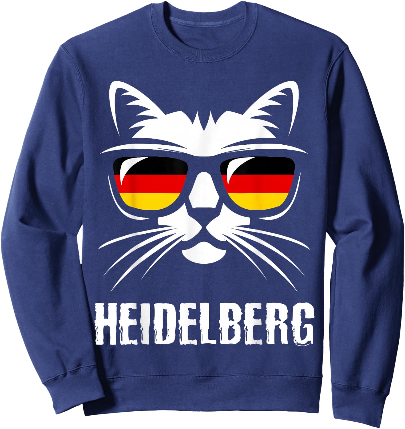 Heidelberg City Funny Cat German Flag Germany Sweatshirt - Sweatshirt | Navy