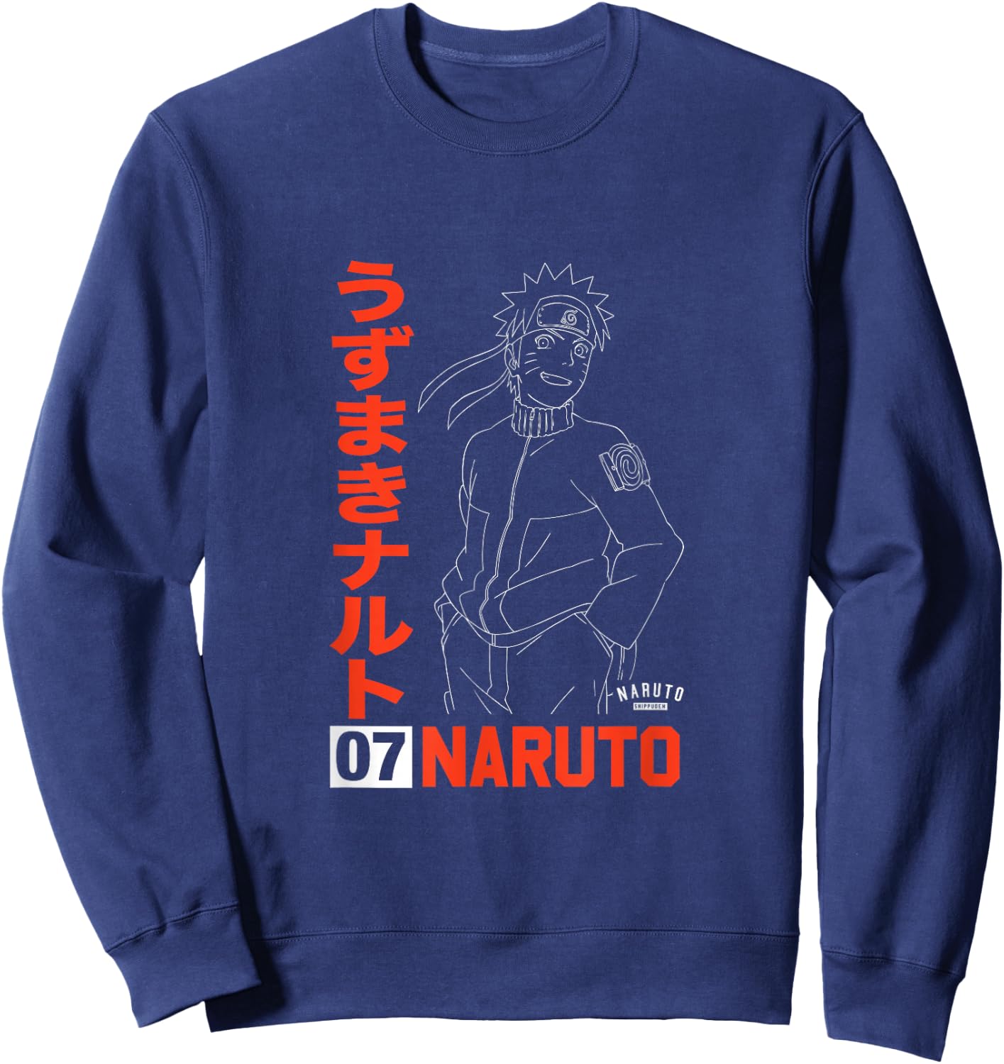 Naruto Naruto Shippuden Uzumaki Line Art - -Adult, Black, Small, Short Sleeve, , Anime Sweatshirt - Sweatshirt | Navy