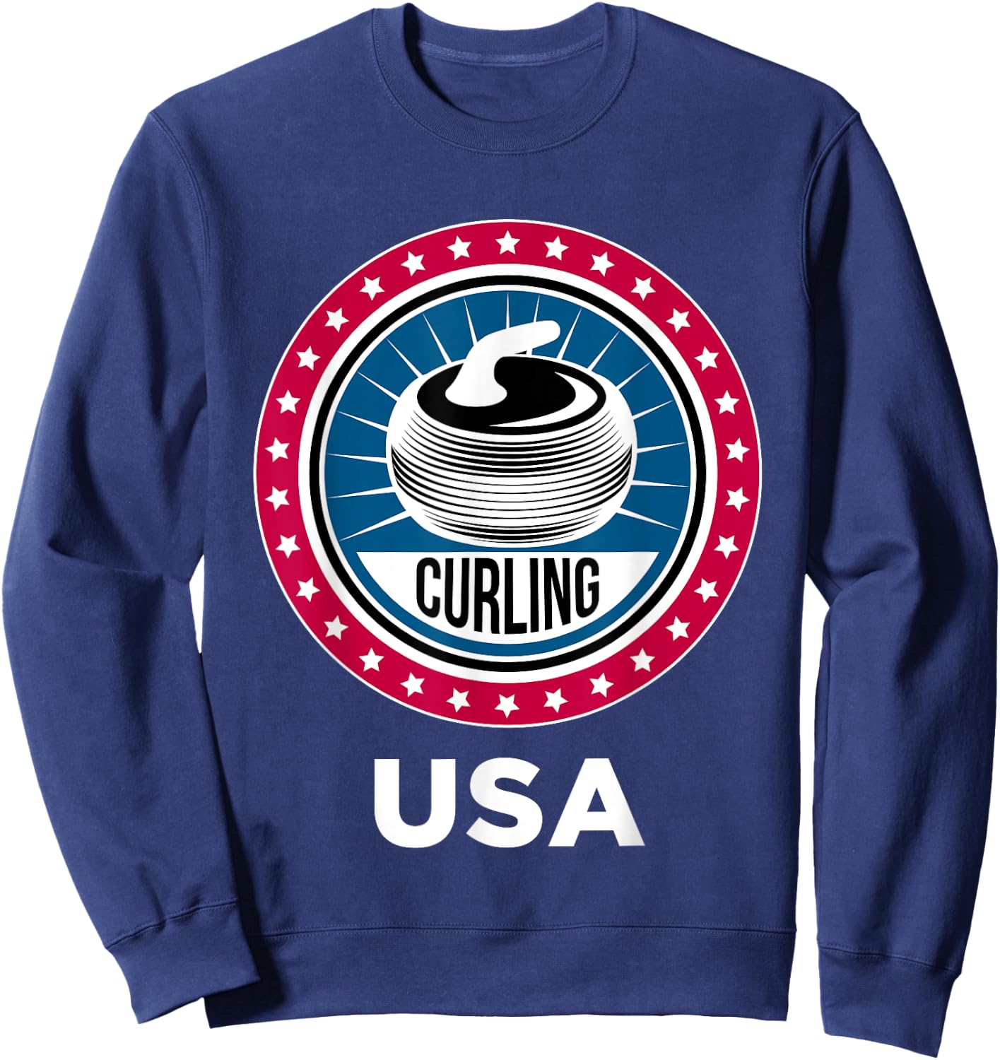 Curling USA Support the Team USA Flag Curl Clean Sweatshirt - Sweatshirt | Navy