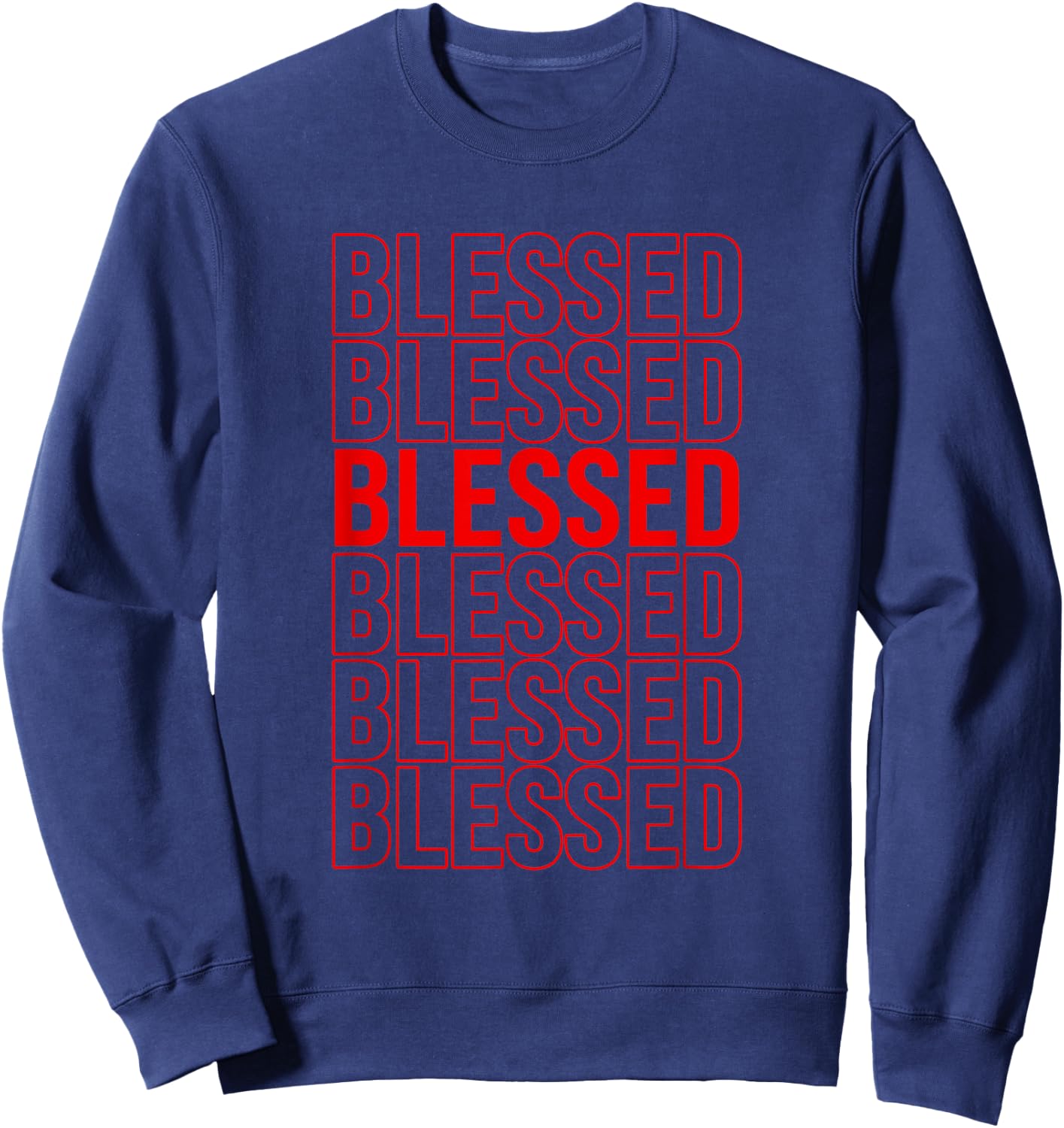 Red Blessed Red Graphic Sweatshirt - Sweatshirt | Navy