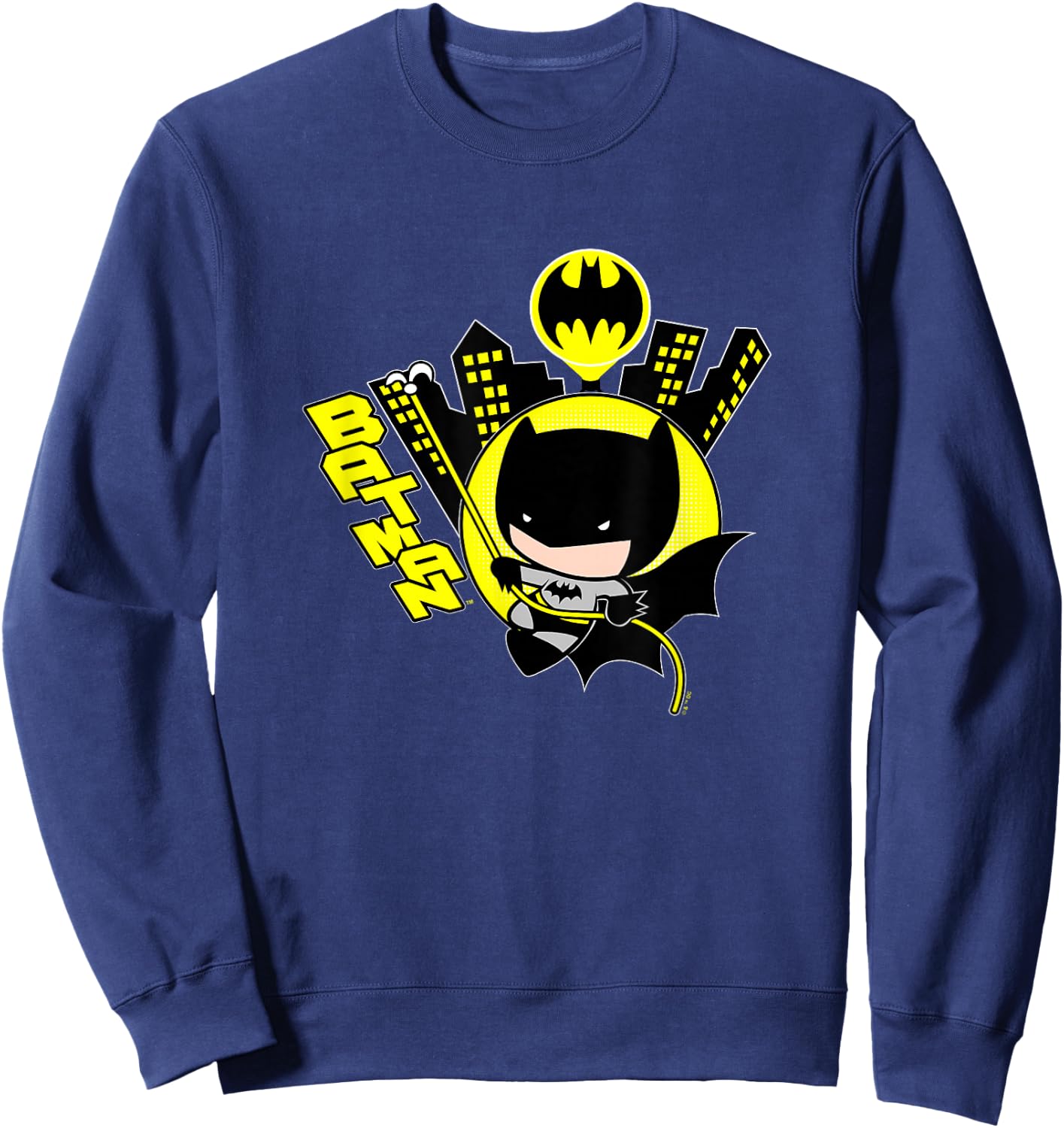 DC Comics Batman Vintage Cute Chibi Gotham Hero Sweatshirt - Sweatshirt | Navy