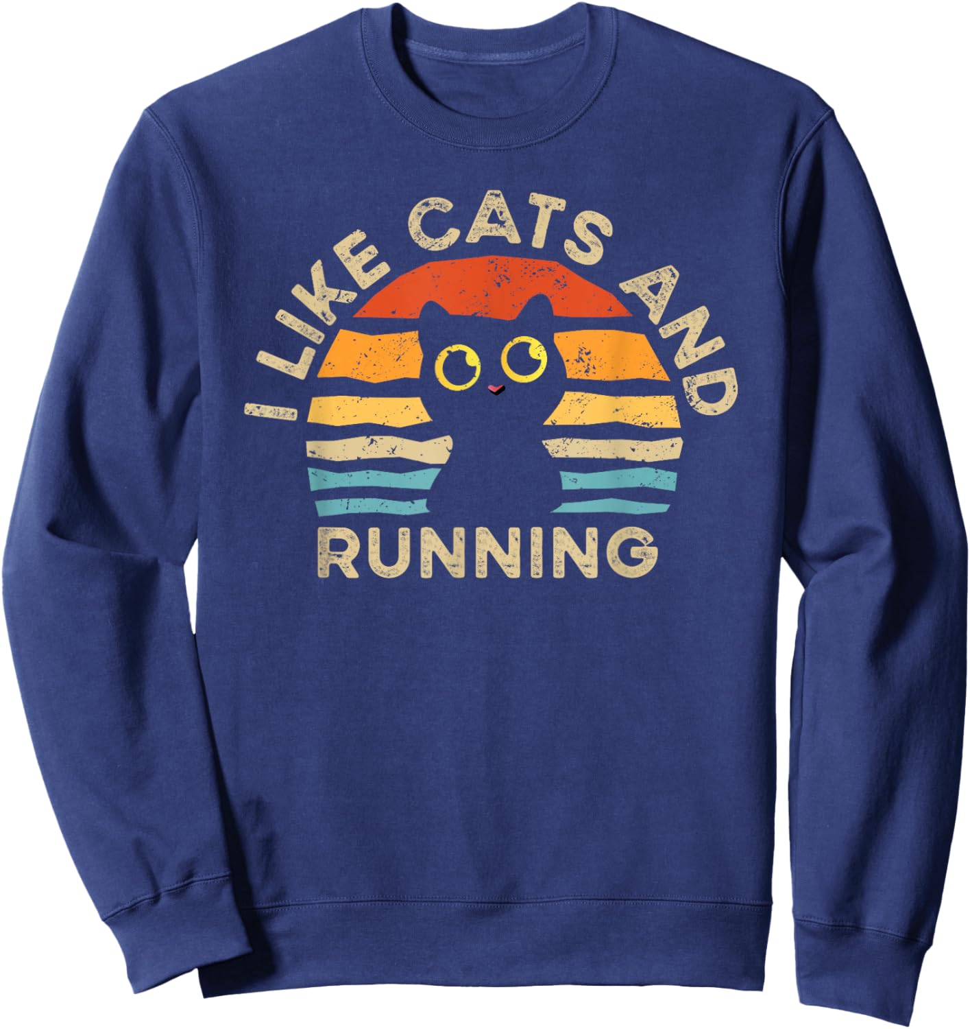 I Like Cats And Running Sweatshirt - Sweatshirt | Navy