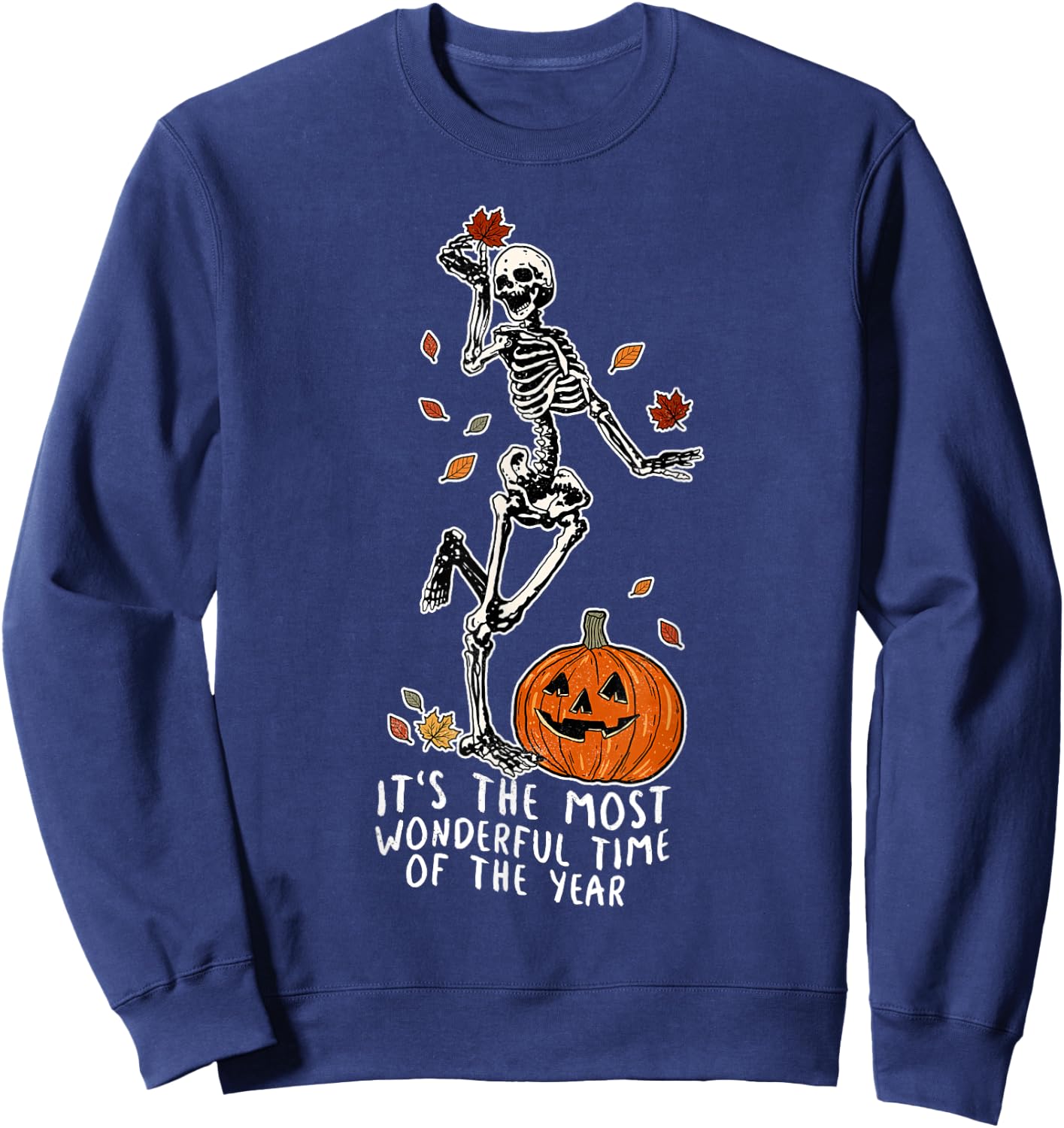 The Most Wonderful Time of Year Halloween Dancing Skeleton Sweatshirt - Sweatshirt | Navy