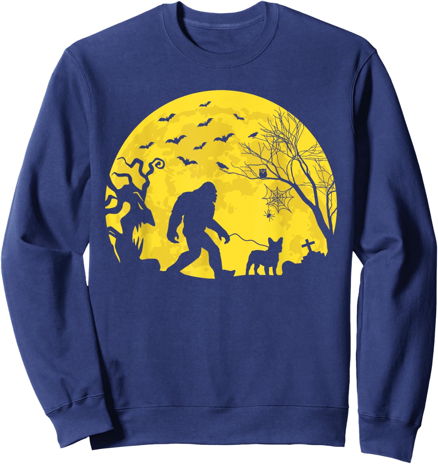 Halloween Bigfoot Walking French Bulldog Sweatshirt - Sweatshirt | Navy