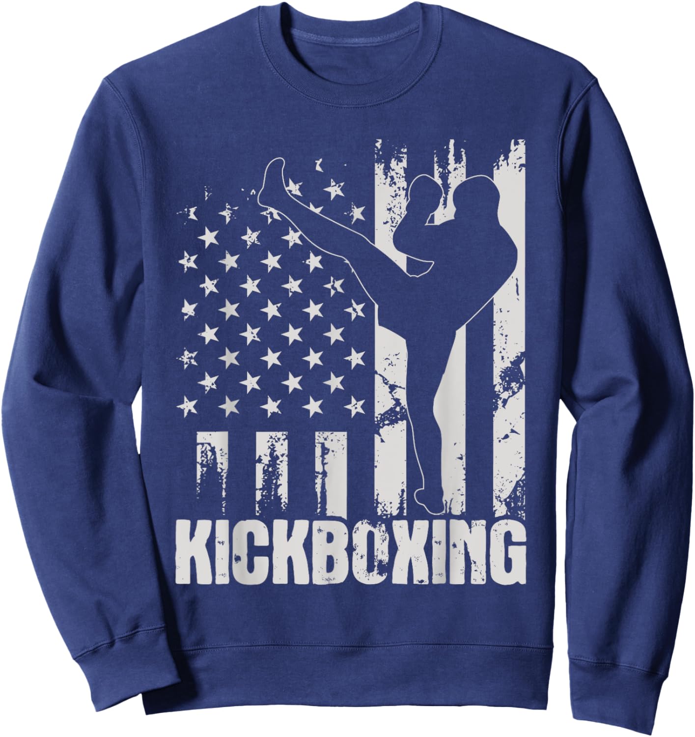 Kickboxing - USA American Flag Kickboxer Combat Self Defense Women Kids Men Sweatshirt - Sweatshirt | Navy