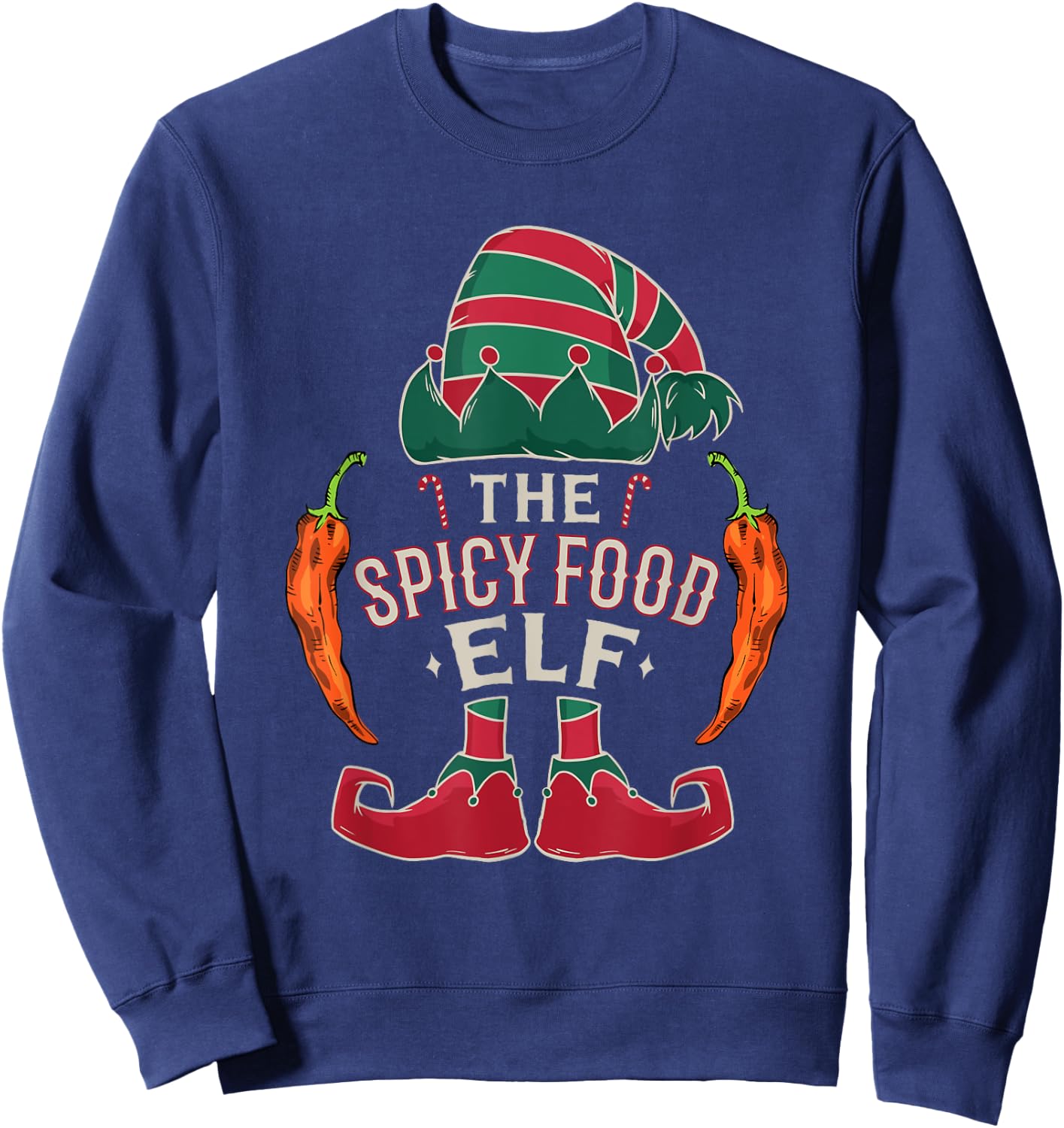 Christmas Spicy Food Lover Chili Peppers Chef Spicy Food Sweatshirt - Sweatshirt | Navy