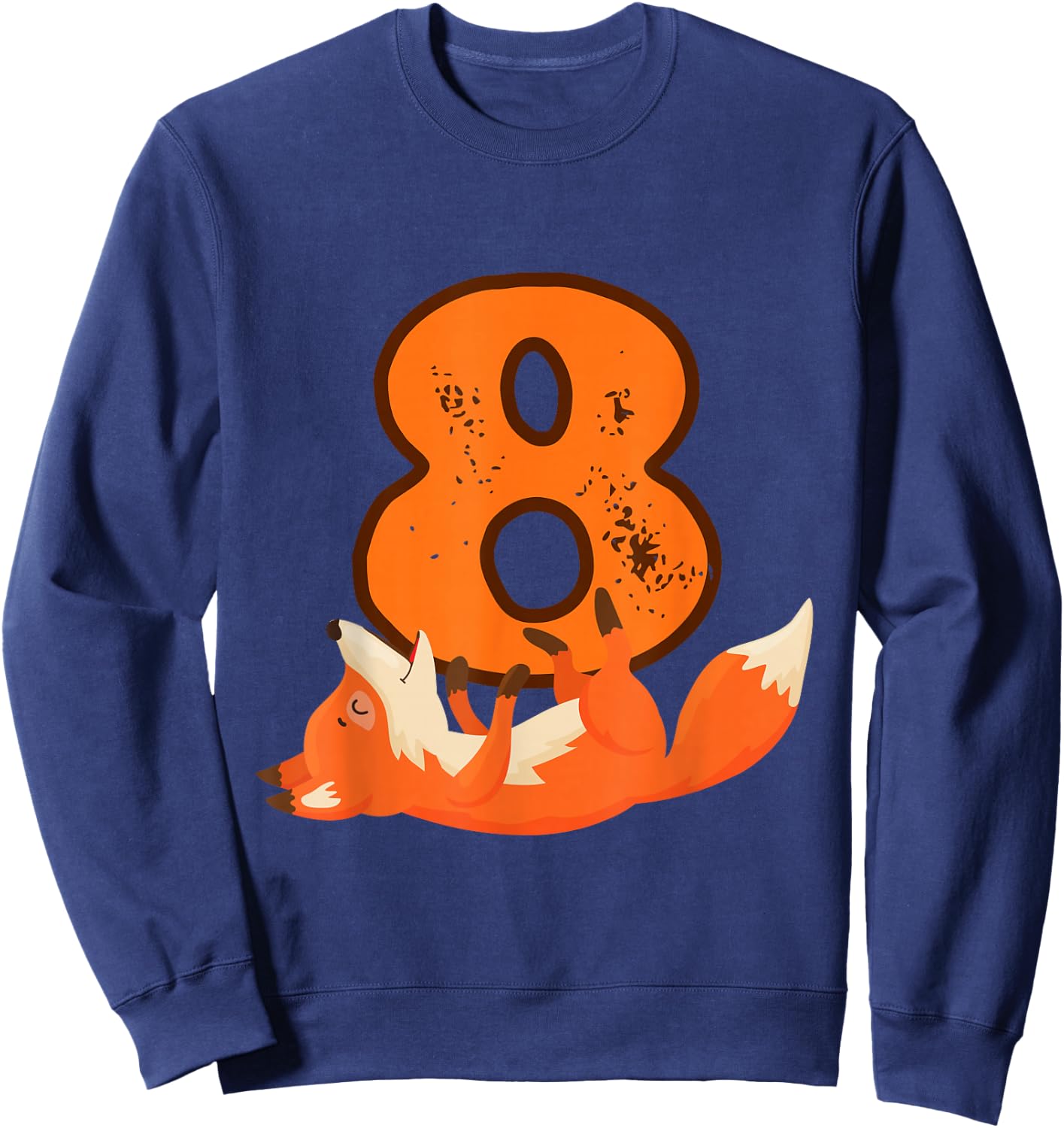 8th Birthday For Girls Gift Funny 8 Years Old Boy Fox Sweatshirt - Sweatshirt | Navy