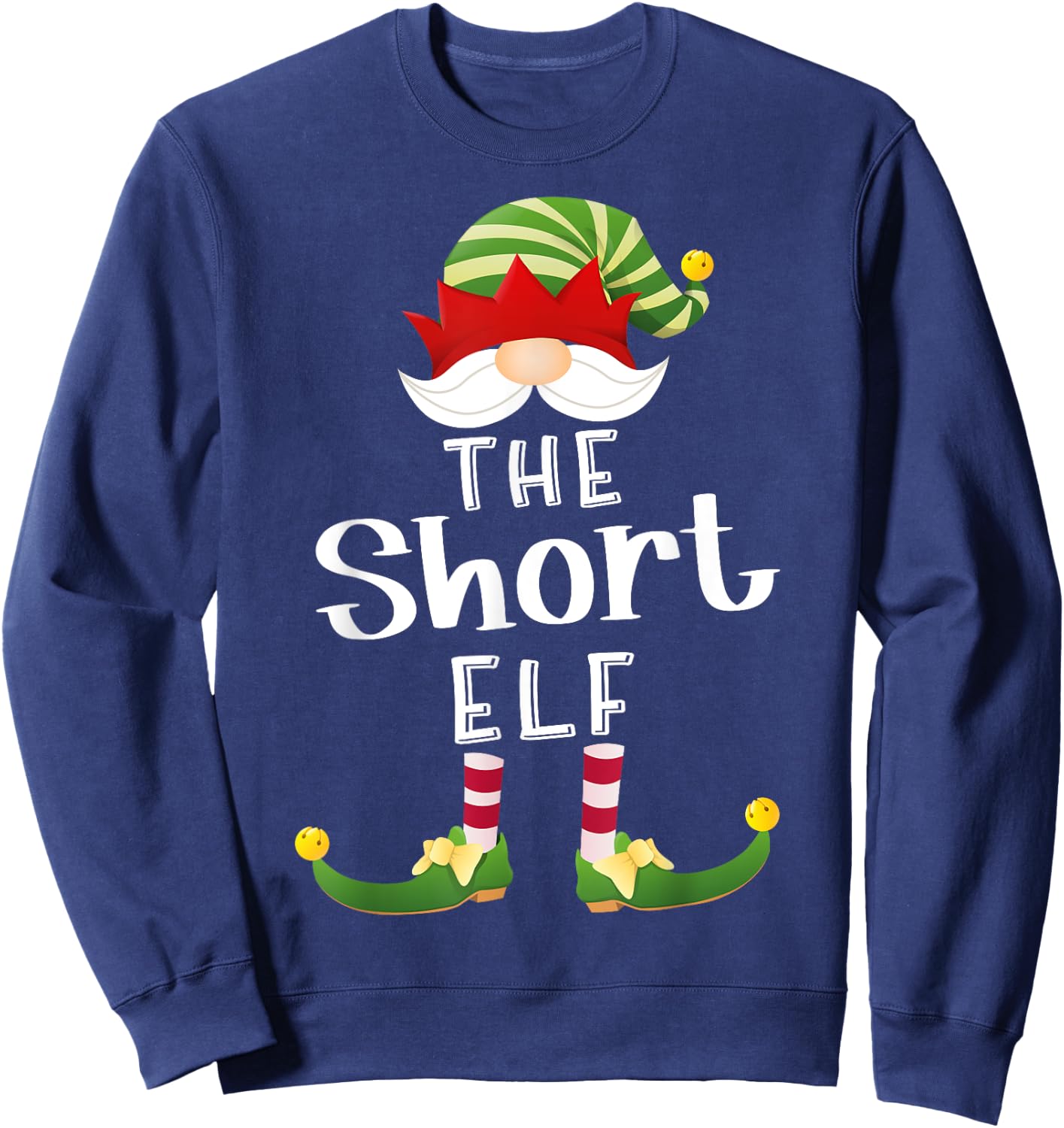 Short Elf Group Christmas Funny Pajama Party Sweatshirt - Sweatshirt | Navy
