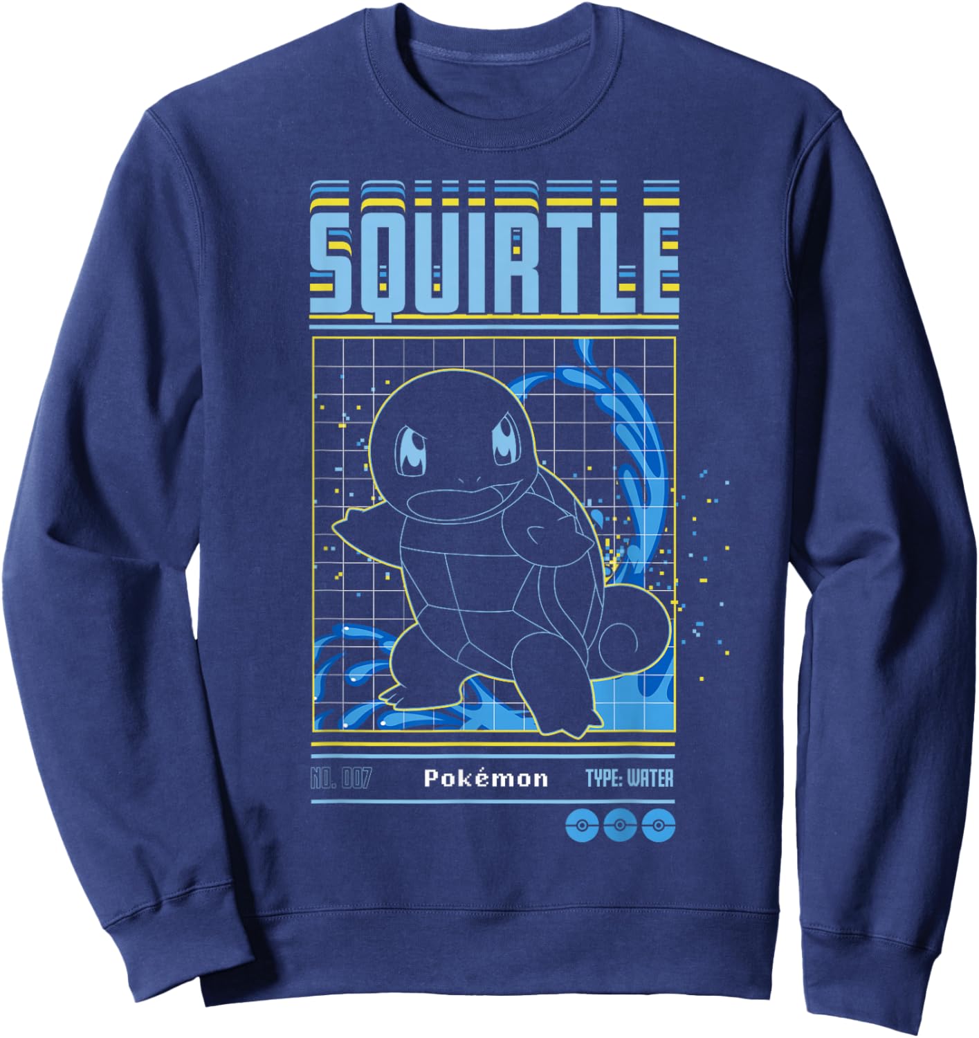 Pokémon Squirtle Water Type Schematic Sweatshirt - Sweatshirt | Navy