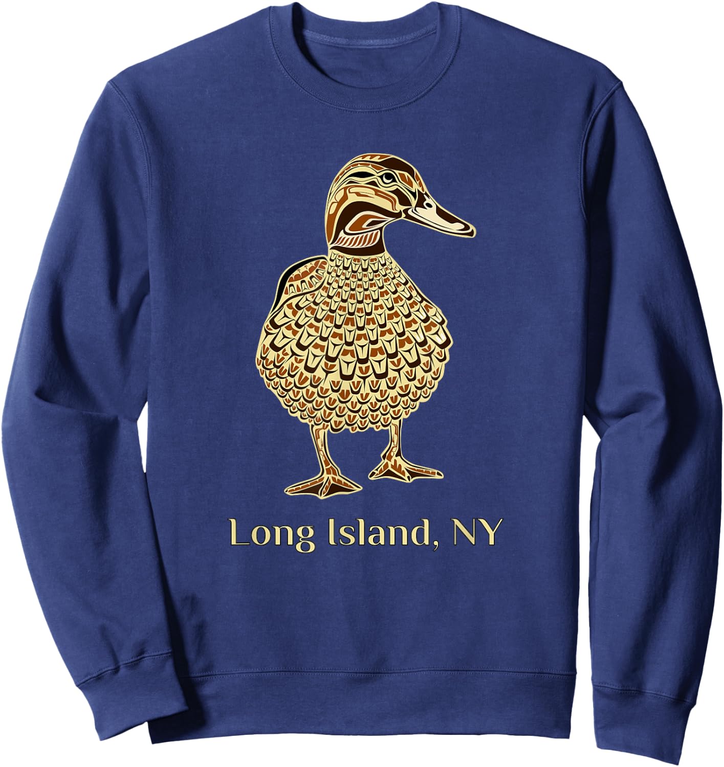 Long Island NY Native American Mallard Duck Birdwatching Sweatshirt - Sweatshirt | Navy