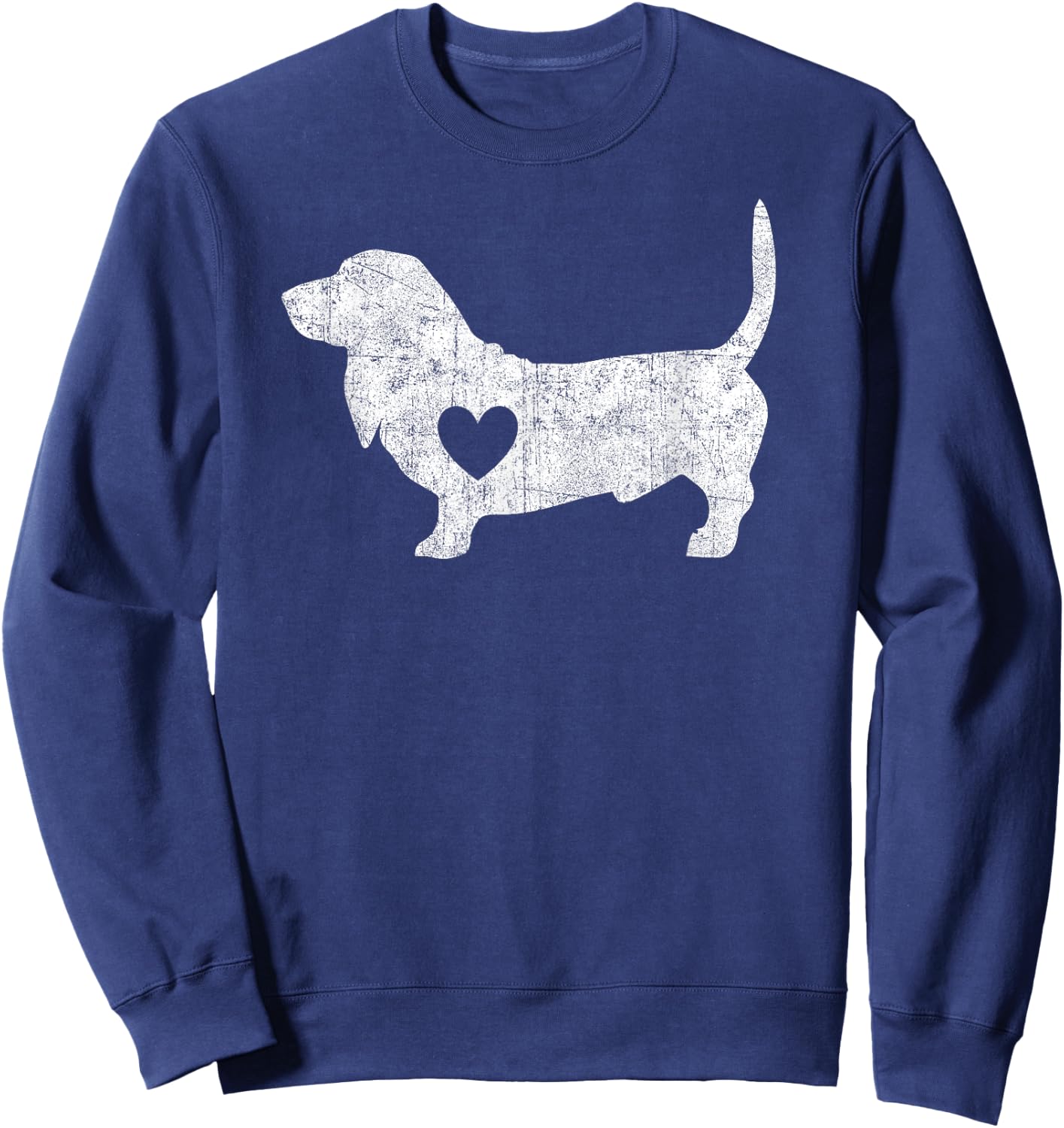 Vintage Basset Hound Heart Silhouette Dog Puppy Sweatshirt - Sweatshirt | Navy