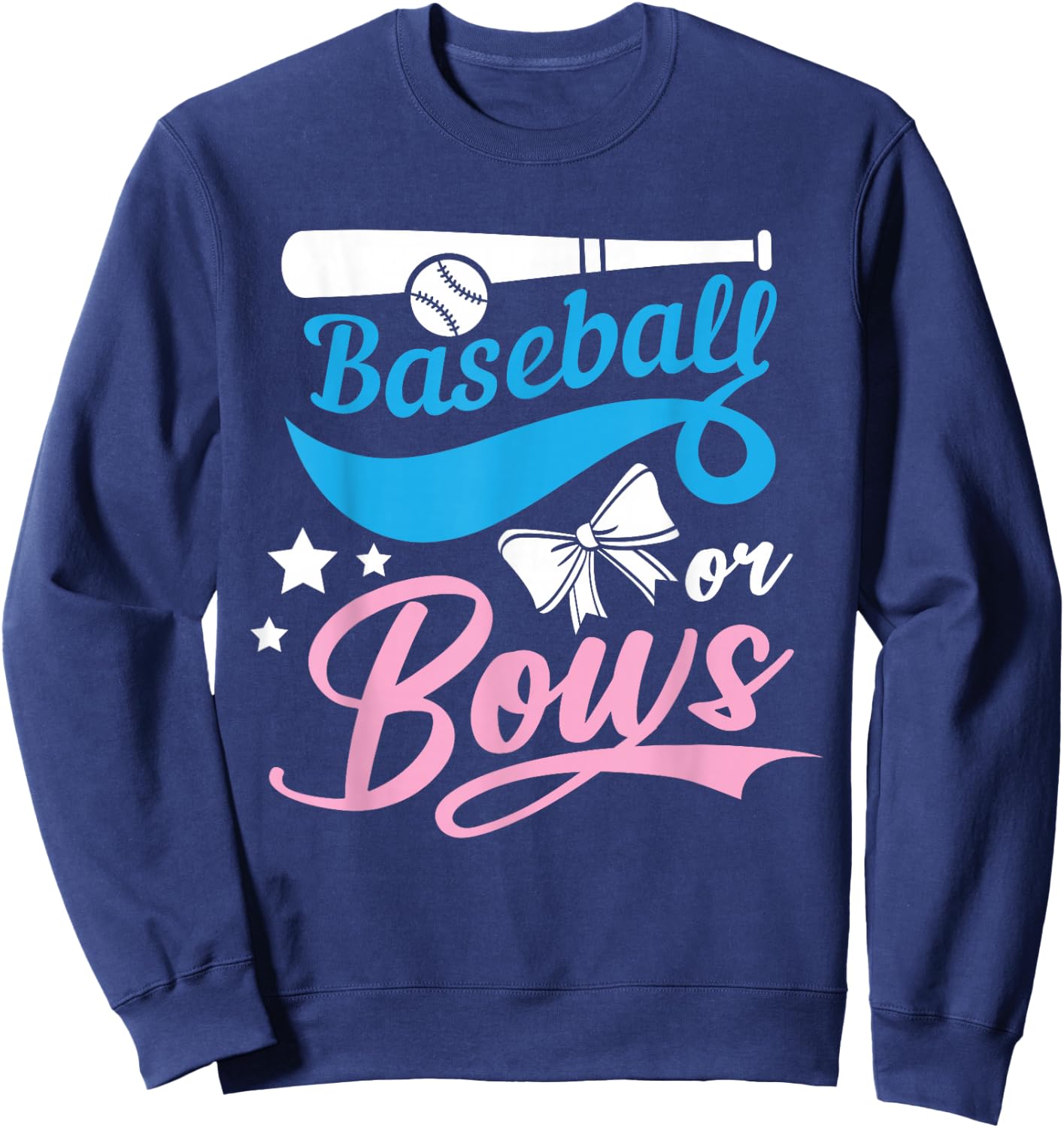 Baseball Or Bows Cute Girl Boy Gender Reveal Announcement Sweatshirt - Sweatshirt | Navy