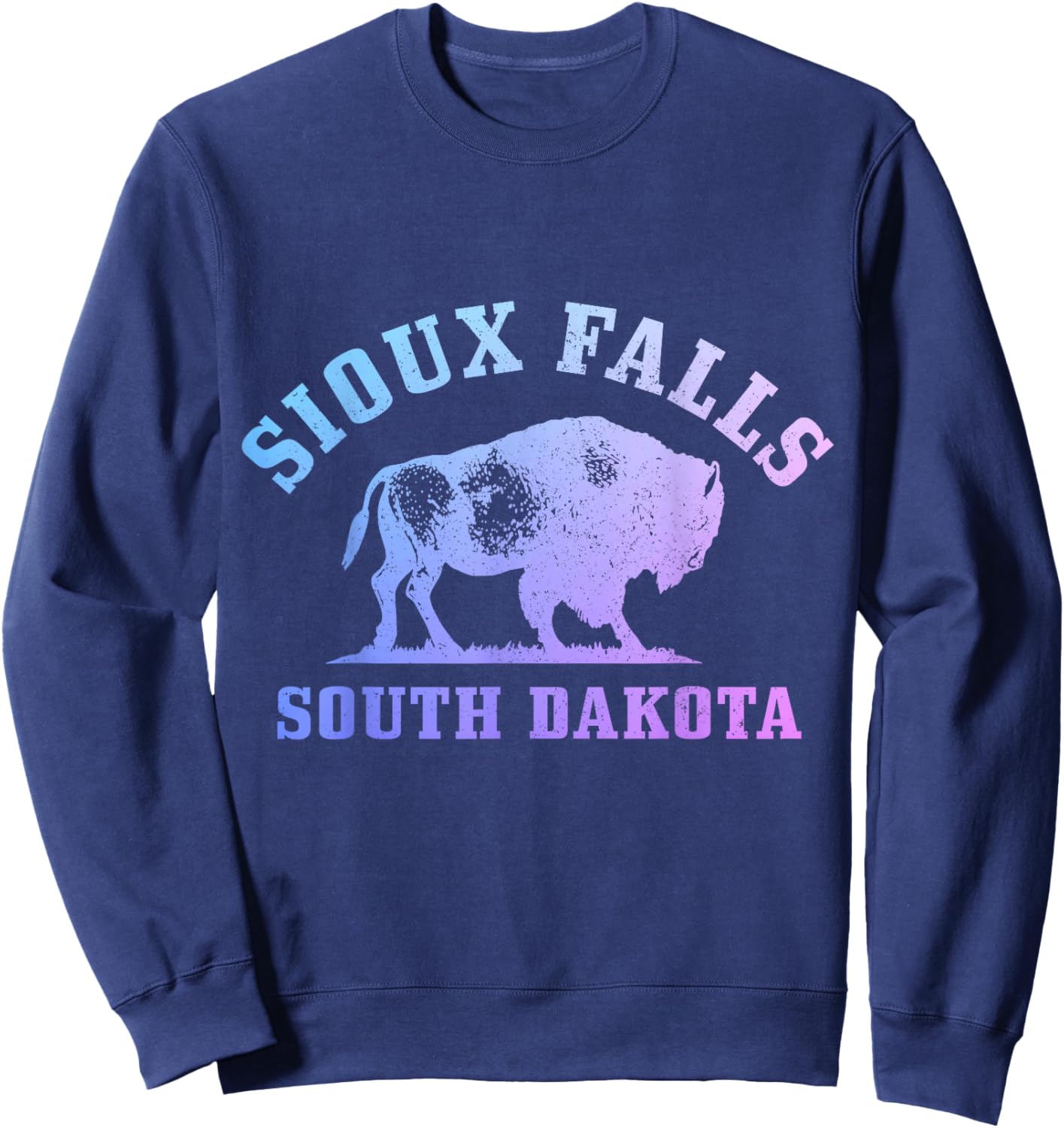 Sioux Falls South Dakota Bison Buffalo National Park Vintage Sweatshirt - Sweatshirt | Navy