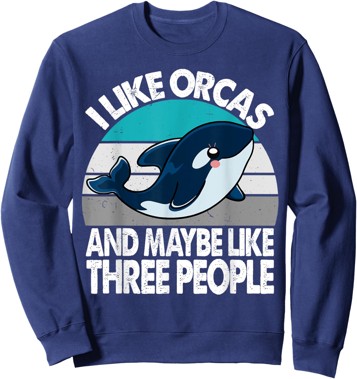 Seaworld Whale orca shirt like orcas and 3 people girl women Sweatshirt - Sweatshirt | Navy