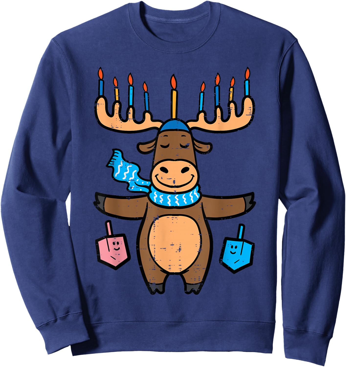 Hanukkah Moose Menorah Antler Chanukah Boys Kids Women Men Sweatshirt - Sweatshirt | Navy