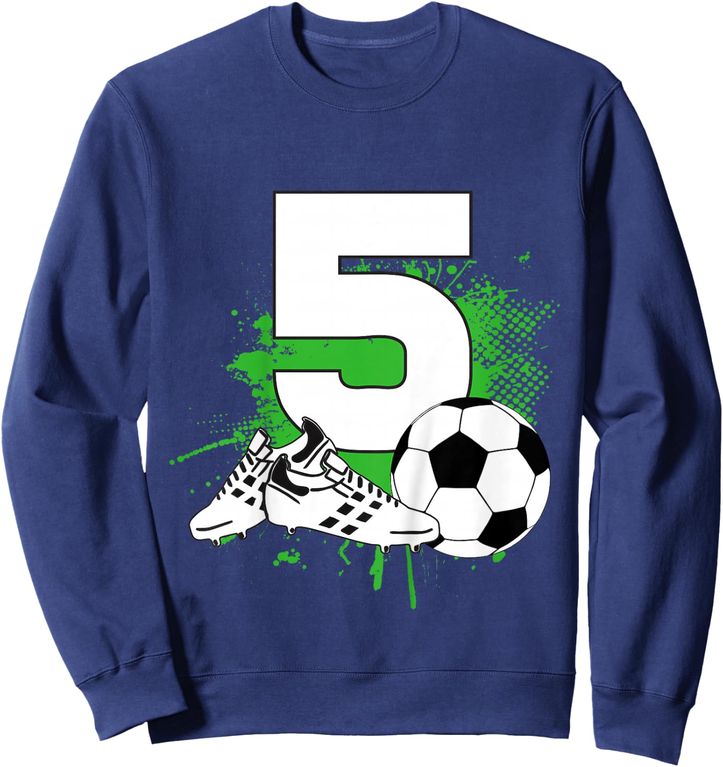Kids 5th Birthday Boys 5 Years Soccer Football Player Birthday Sweatshirt - Sweatshirt | Navy