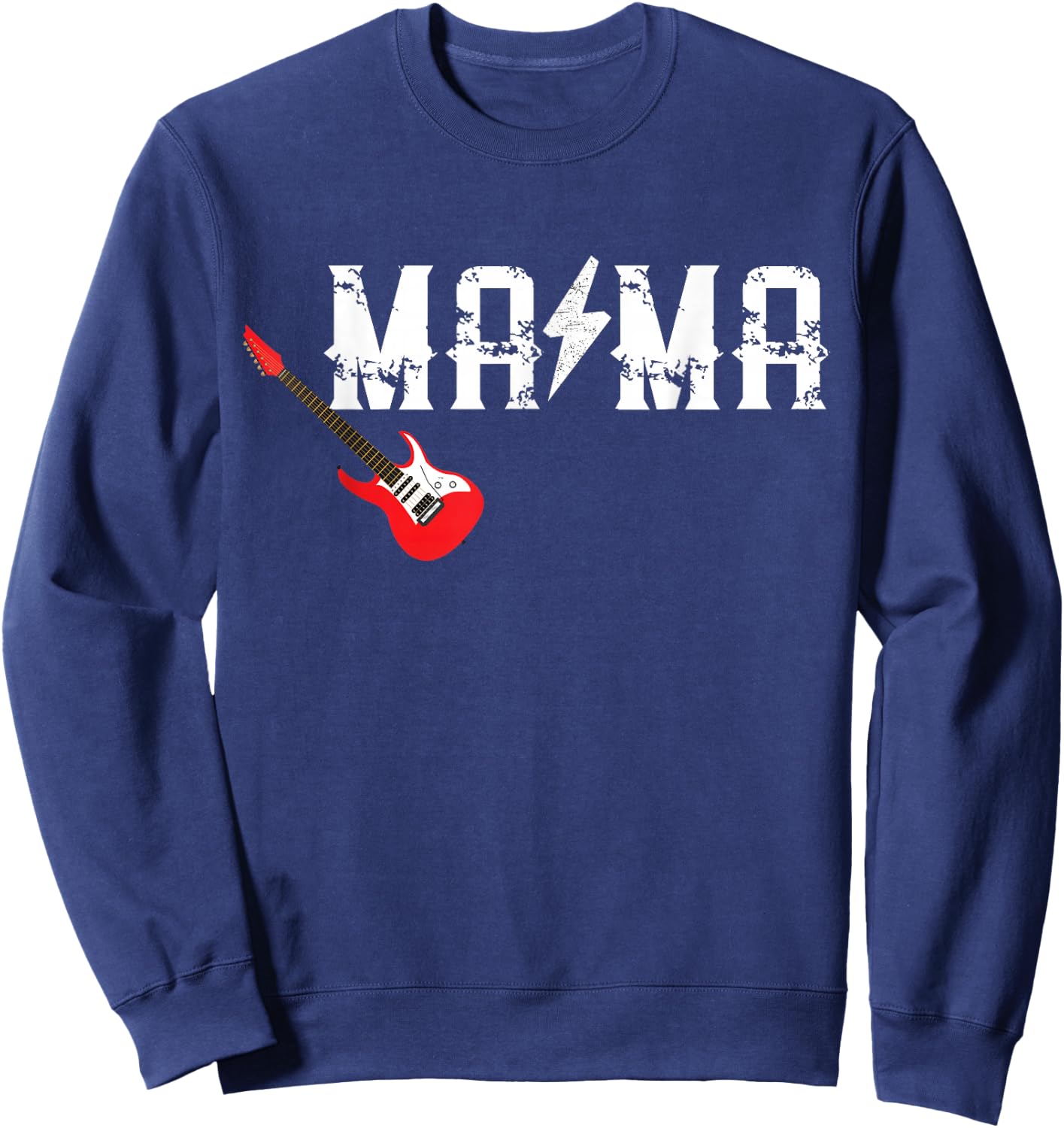 Mama Rockin One Birthday Family Matching Rock Guitar Sweatshirt - Sweatshirt | Navy
