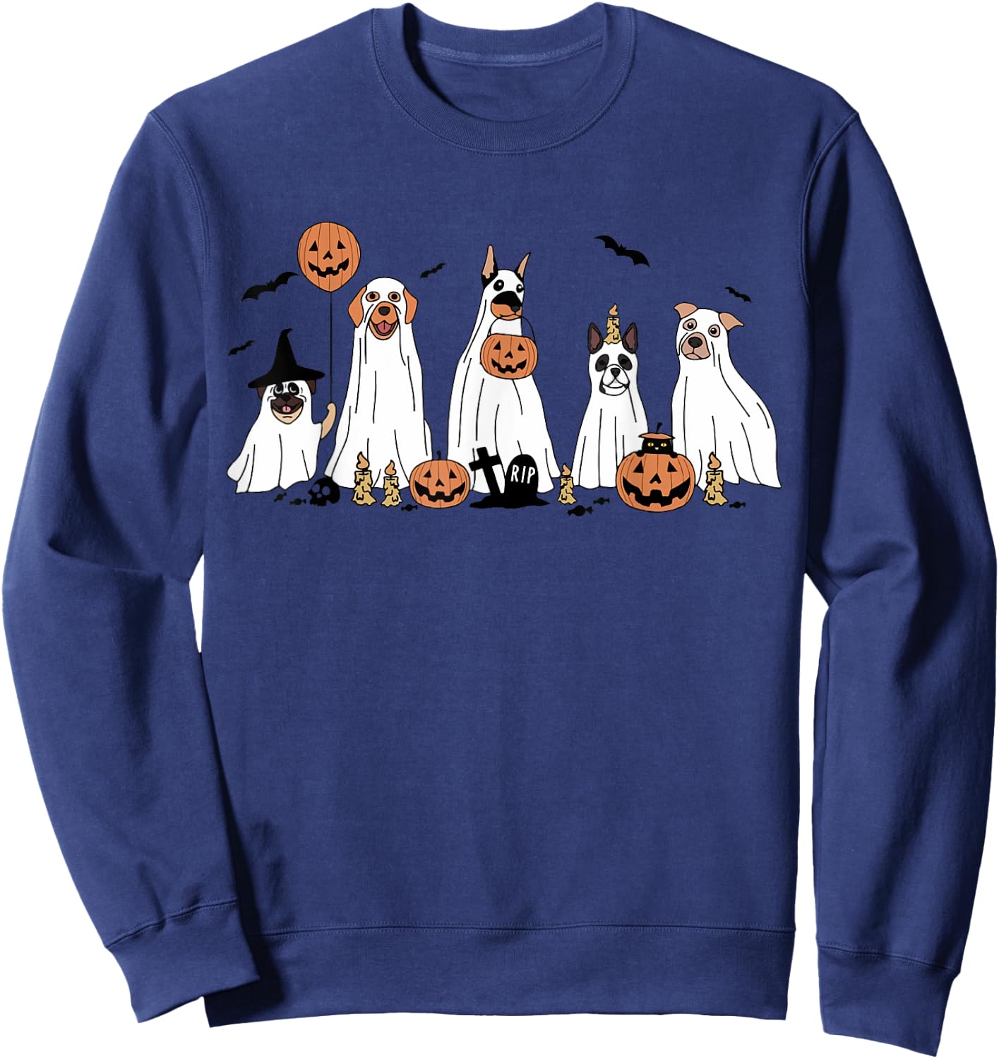 Funny Cute boo Spooky Dogs Luv Dressed as Ghosts Sweatshirt - Sweatshirt | Navy