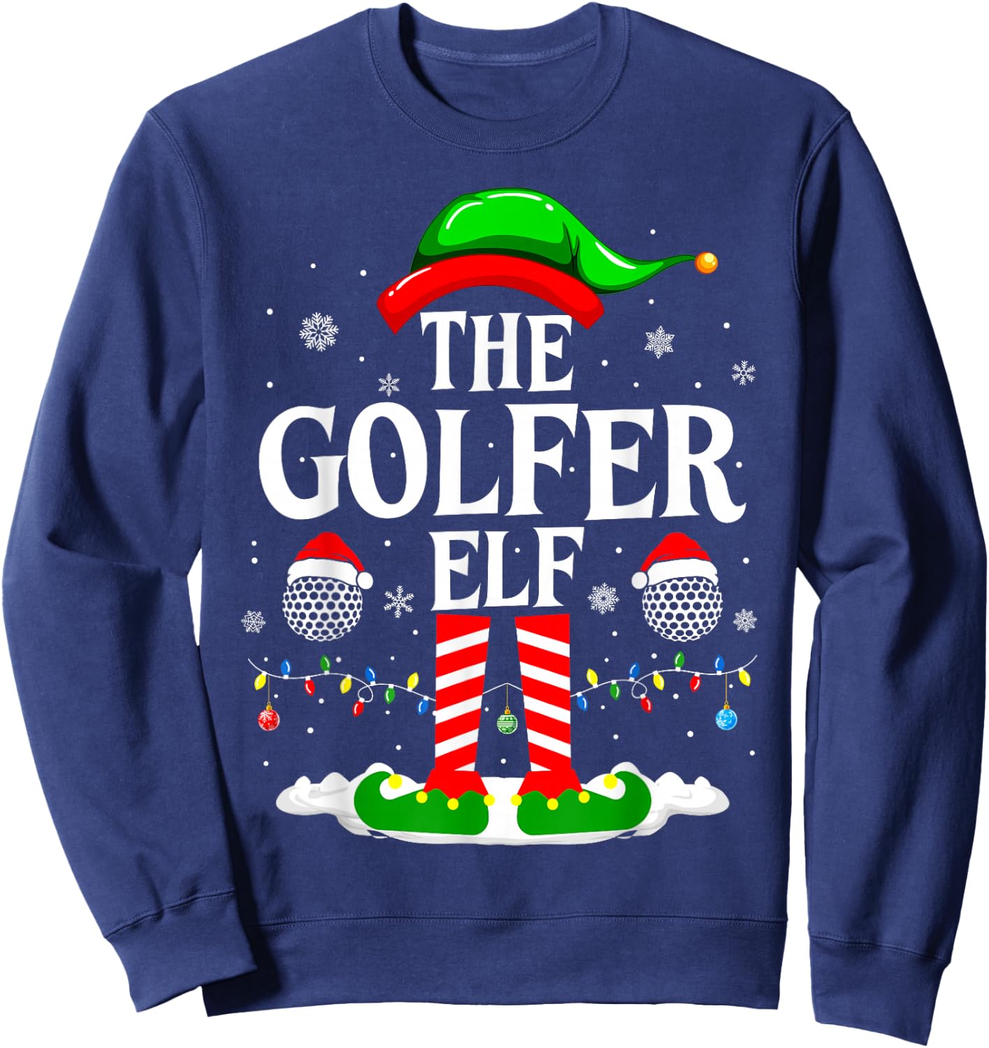 The Golfer Elf Funny Matching Xmas Golfing Christmas Golf Sweatshirt - Sweatshirt | Navy