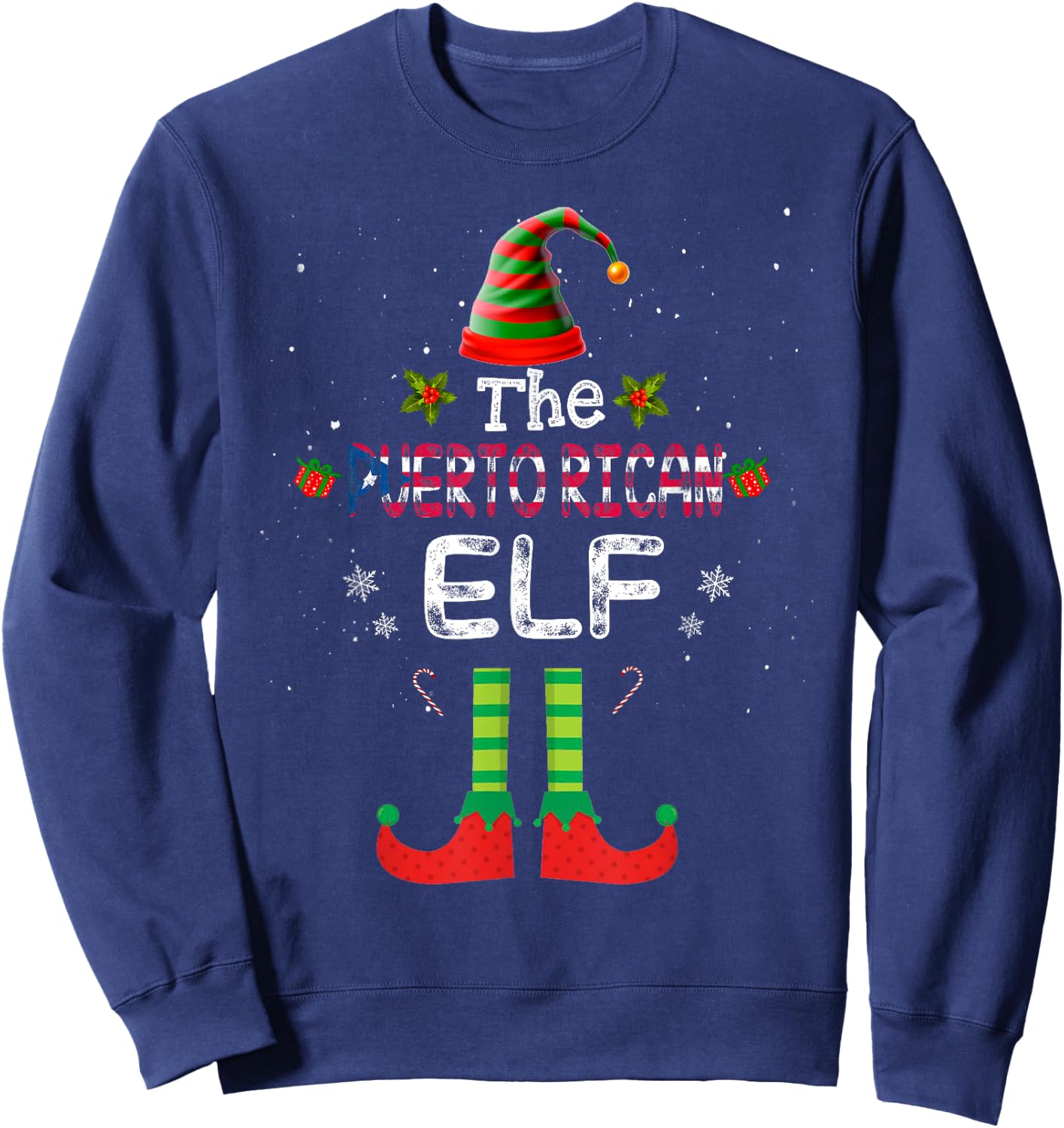 Puerto Rican Elf Group Matching Family Christmas Outfit Set Sweatshirt - Sweatshirt | Navy