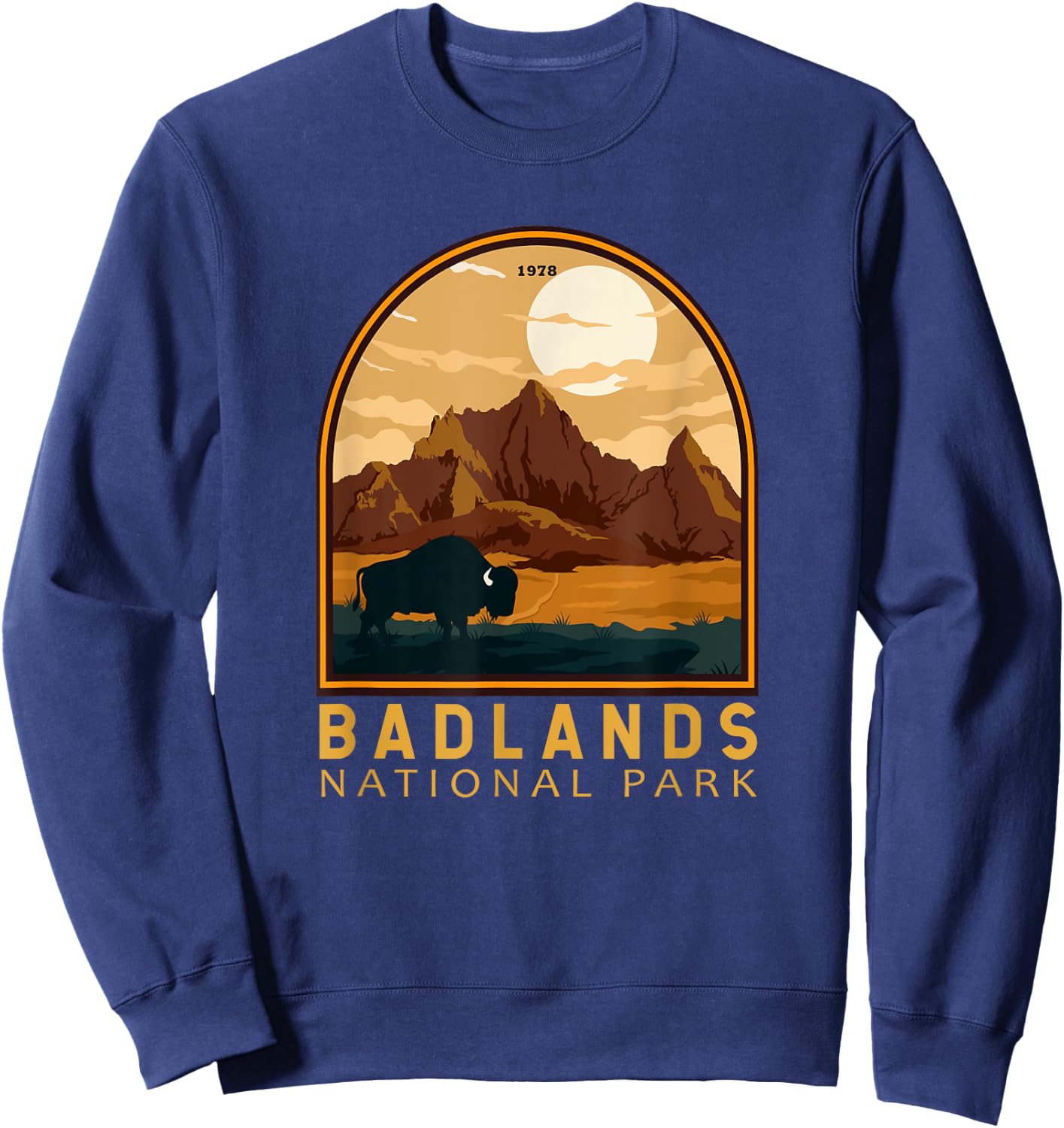 Badlands National Park South Dakota Vintage Emblem Sweatshirt - Sweatshirt | Navy