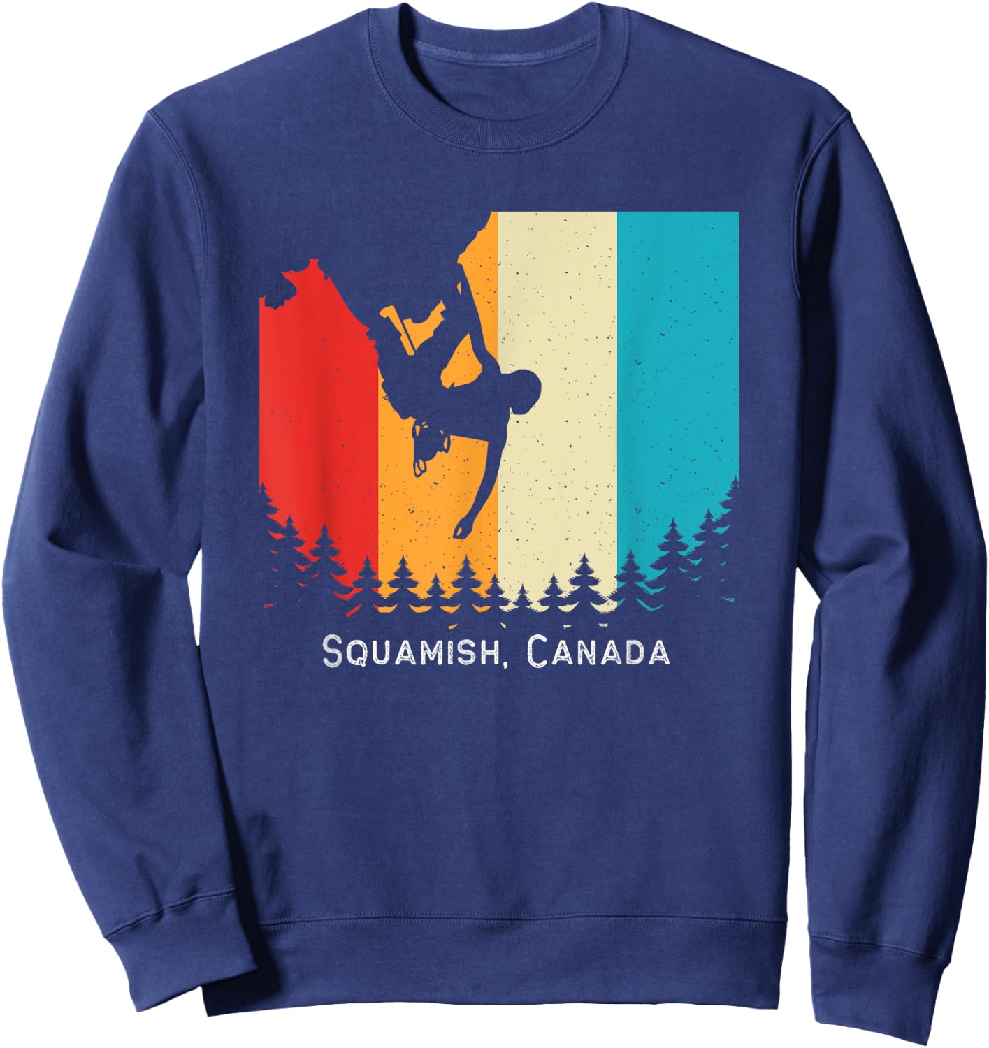 Vintage Squamish, Canada Rock Climbing Bouldering Mountain Sweatshirt - Sweatshirt | Navy