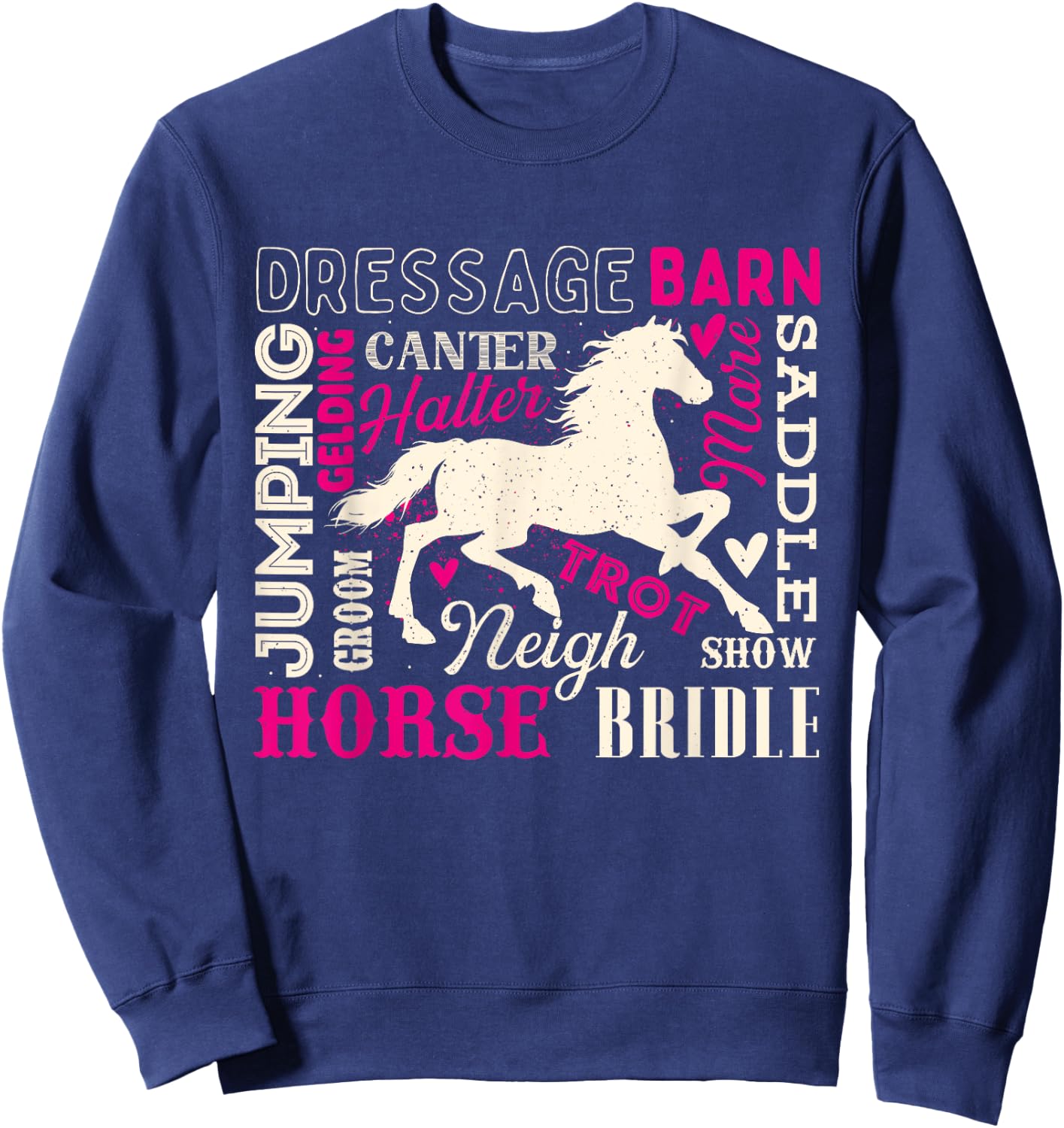 Typography Horses - Horseman Horse Owner Equestrian Riding Sweatshirt - Sweatshirt | Navy