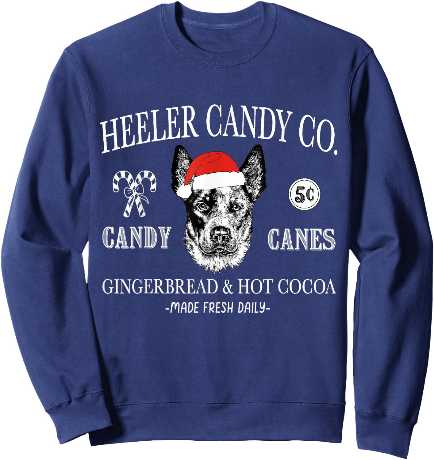 Funny Santa Australian Cattle Dog Christmas Vintage Holiday Men Women Kids Sweatshirt - Sweatshirt | Navy