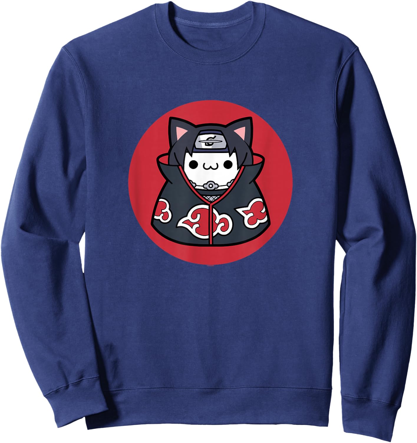Nyaruto Cute Itachi Uchiha Cat Circle Big Chest Portrait V2 Sweatshirt - Sweatshirt | Navy