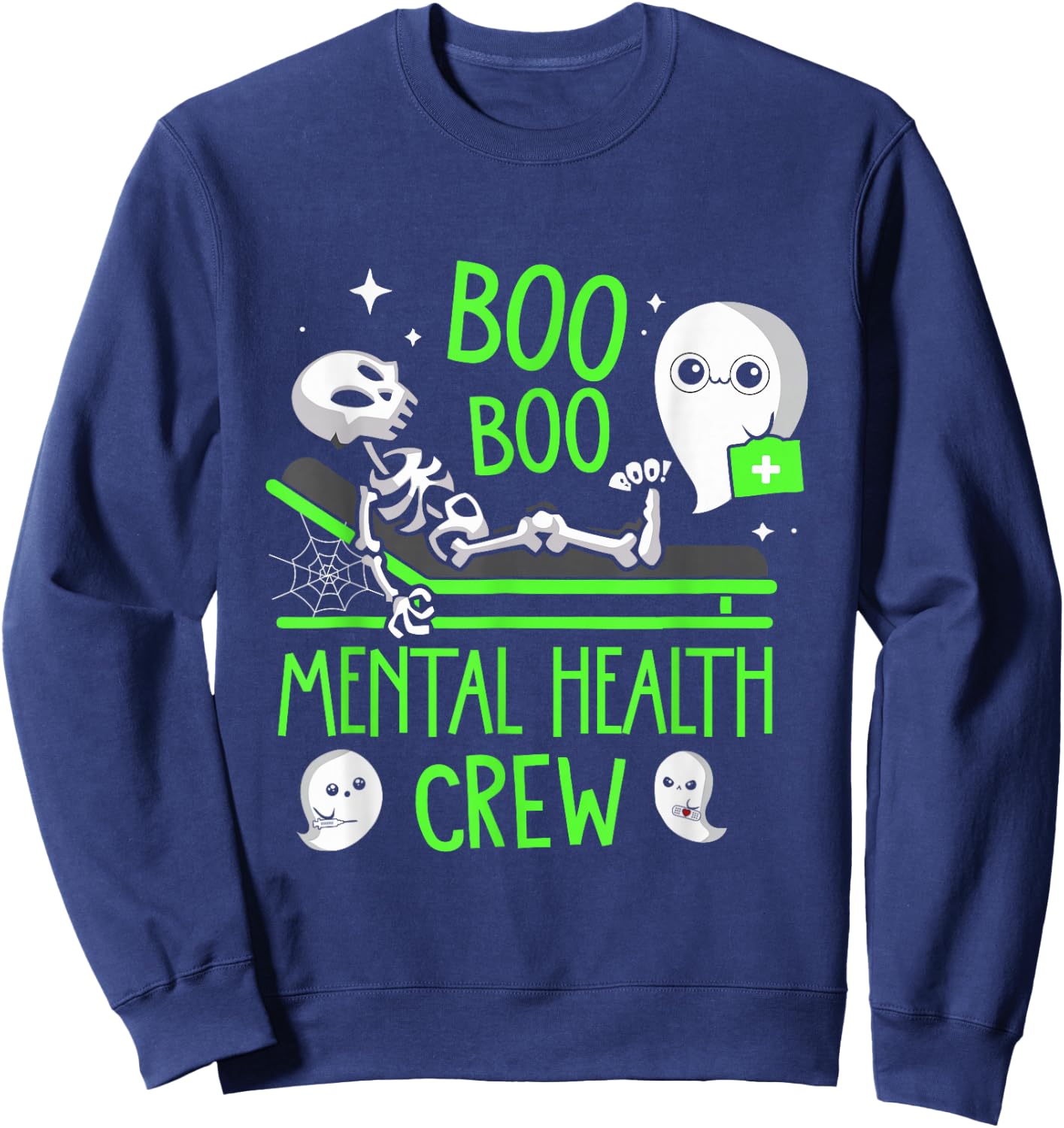 Mental Health Nurse Psych Boo Boo Crew Nursing Halloween Sweatshirt - Sweatshirt | Navy