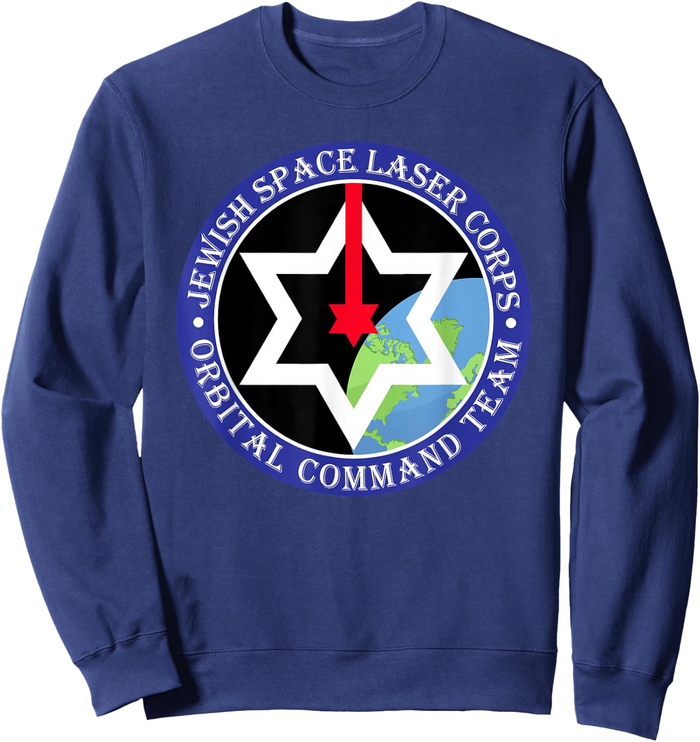 Men Women Secret Jewish Space Laser Corps Mazel Tov Funny Sweatshirt - Sweatshirt | Navy