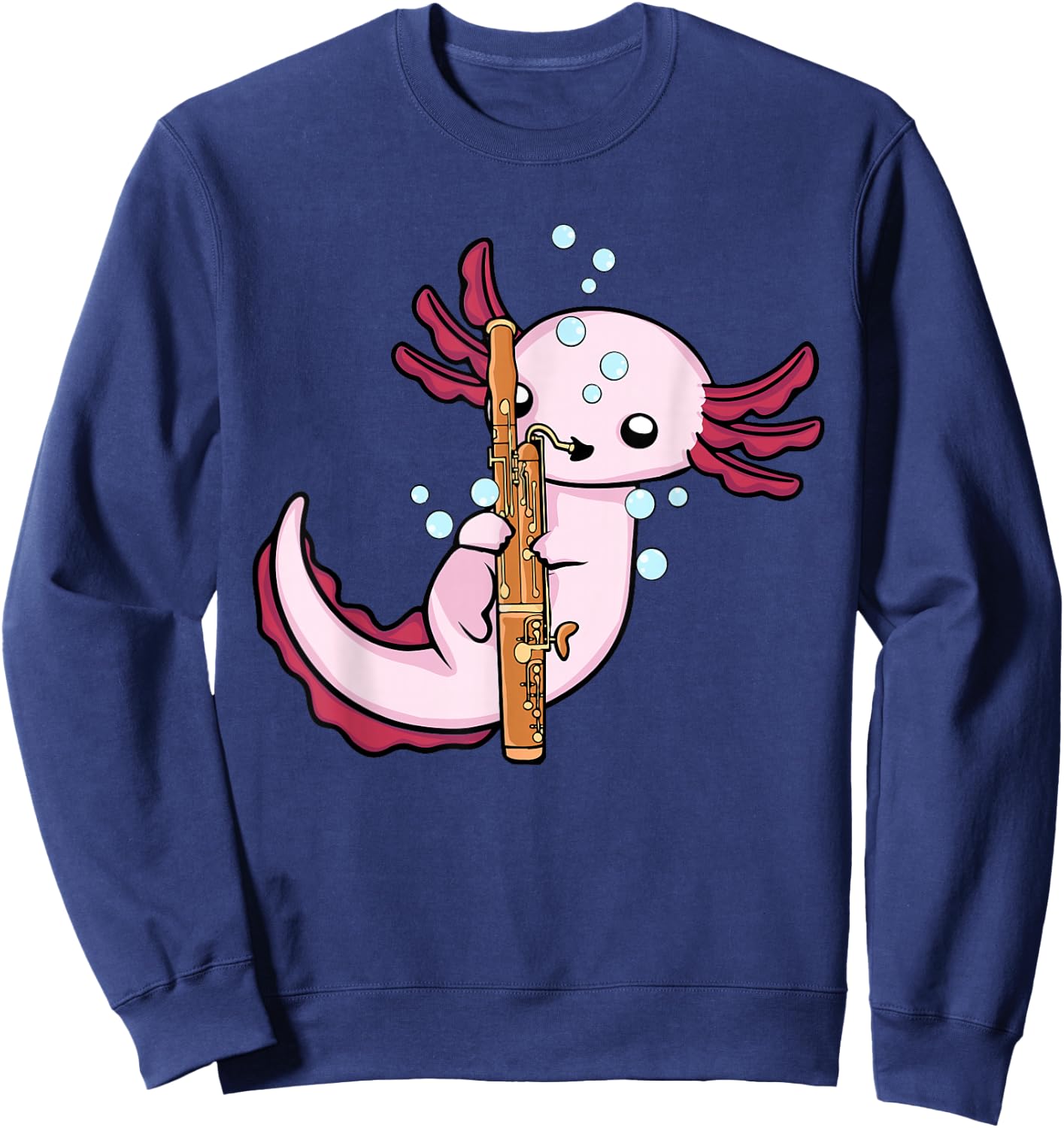 Underwater Axolotl Bassoon Player Kids Music Bassoon Sweatshirt - Sweatshirt | Navy