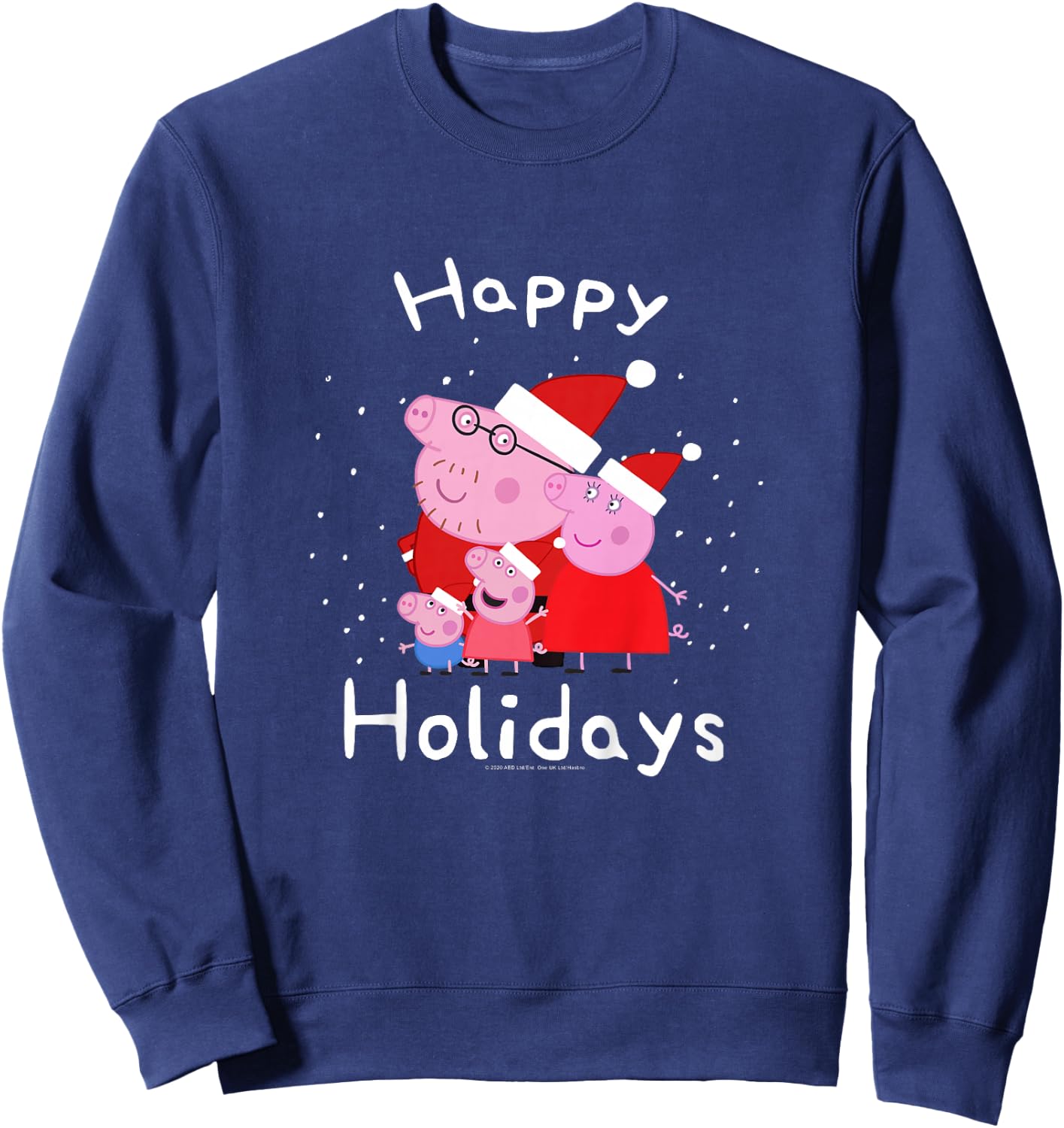 Kids Peppa Pig Christmas Happy Holidays Family Group Shot Sweatshirt - Sweatshirt | Navy