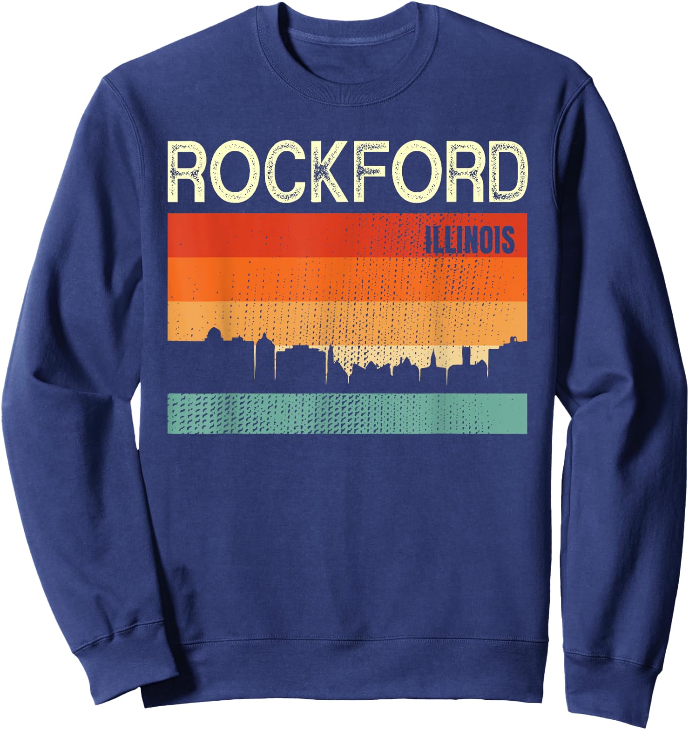 Rockford Illinois Town Skyline Sweatshirt - Sweatshirt | Navy
