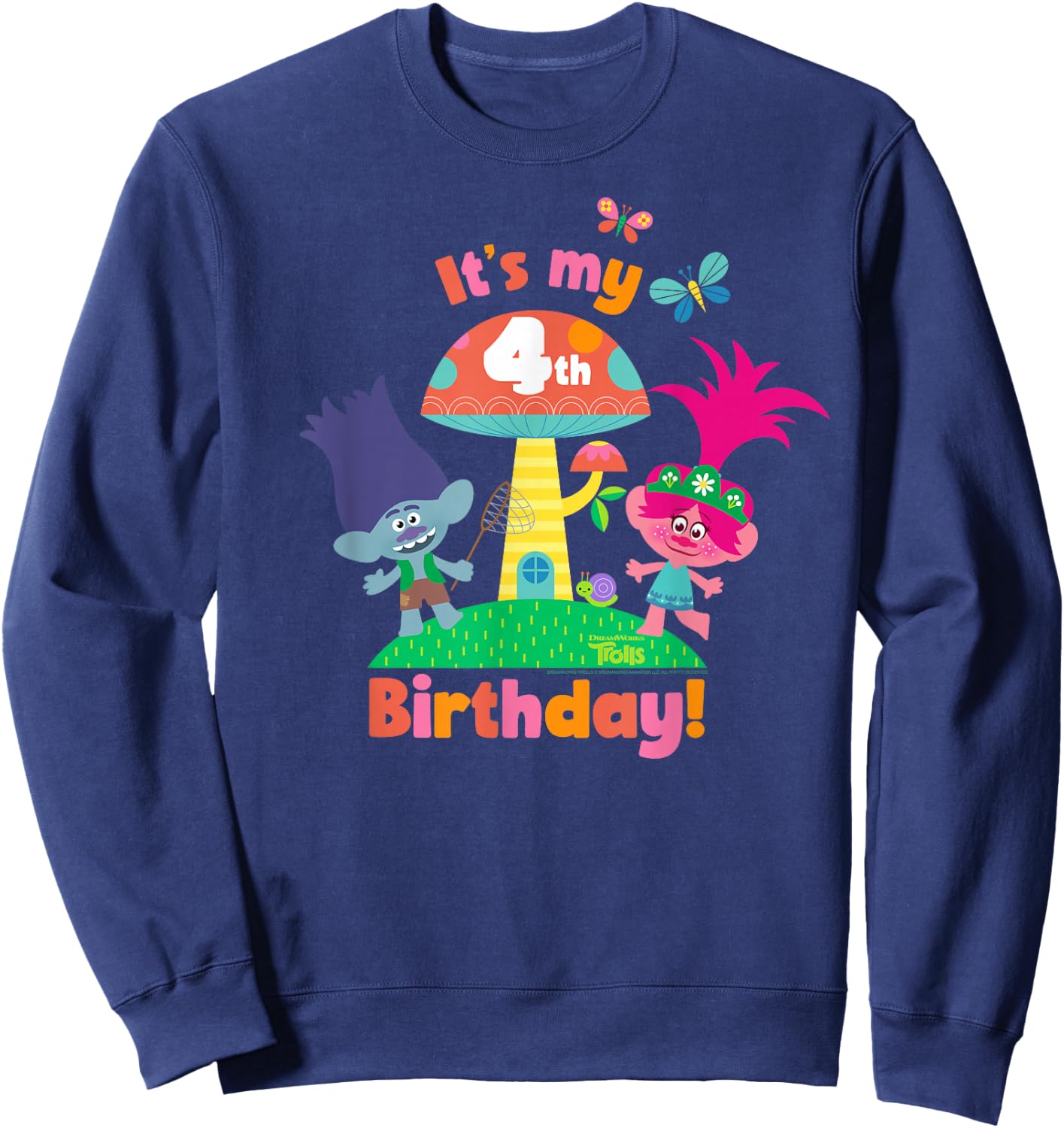DreamWorks Trolls Poppy and Branch 4th Birthday Sweatshirt - Sweatshirt | Navy
