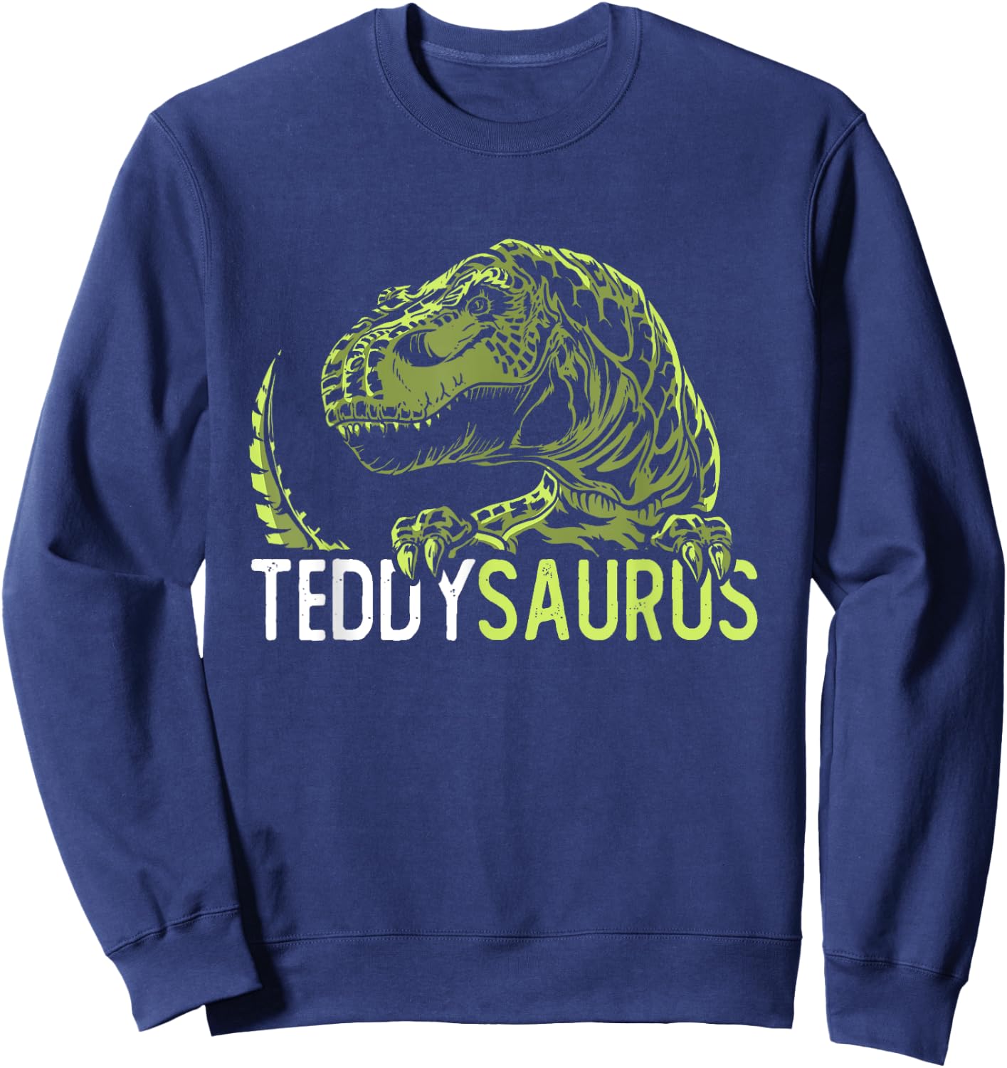 Teddy Saurus Personalised Name Dinosaur T-Rex Sweatshirt - Sweatshirt | Navy