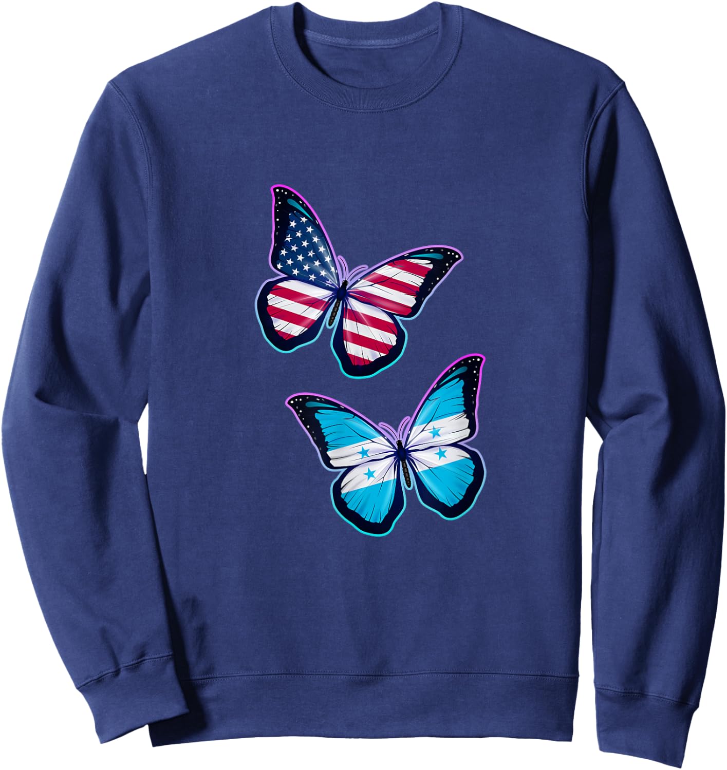 Honduras and the USA bicultural roots. Butterfly version Sweatshirt - Sweatshirt | Navy