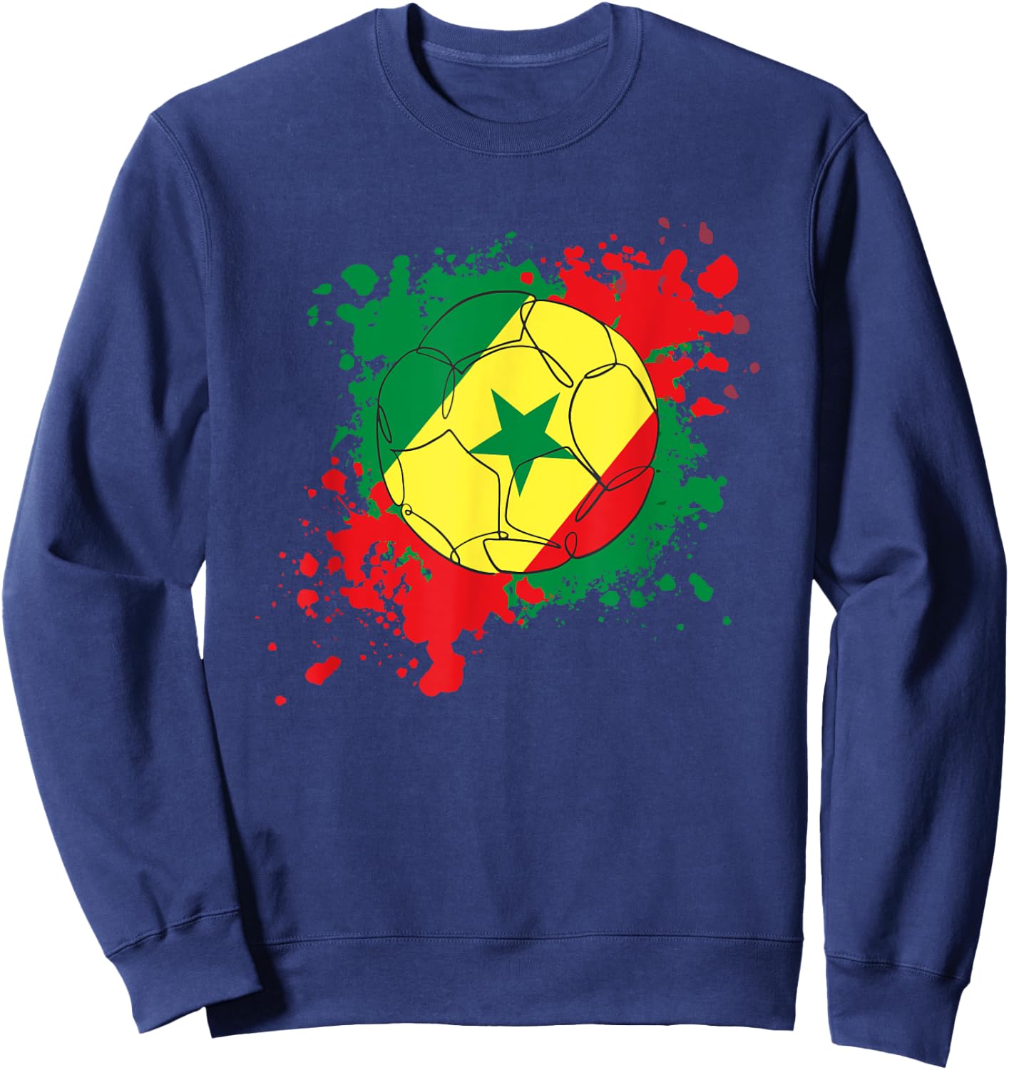 Soccer Ball With The Flag Of Senegal Sweatshirt - Sweatshirt | Navy