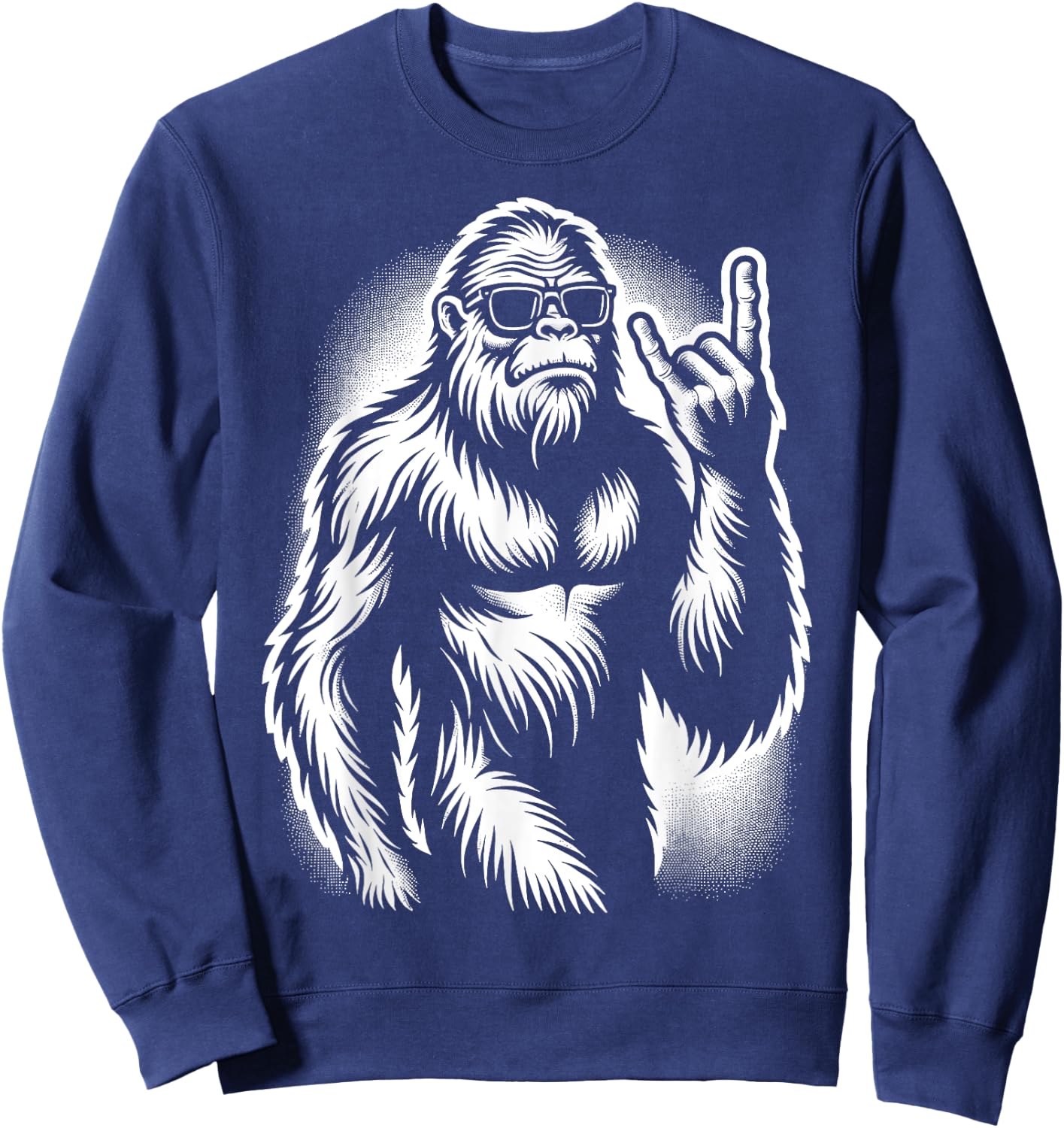 Bigfoot Sasquatch Rock and Roll Heavy Metal Horns Sweatshirt - Sweatshirt | Navy