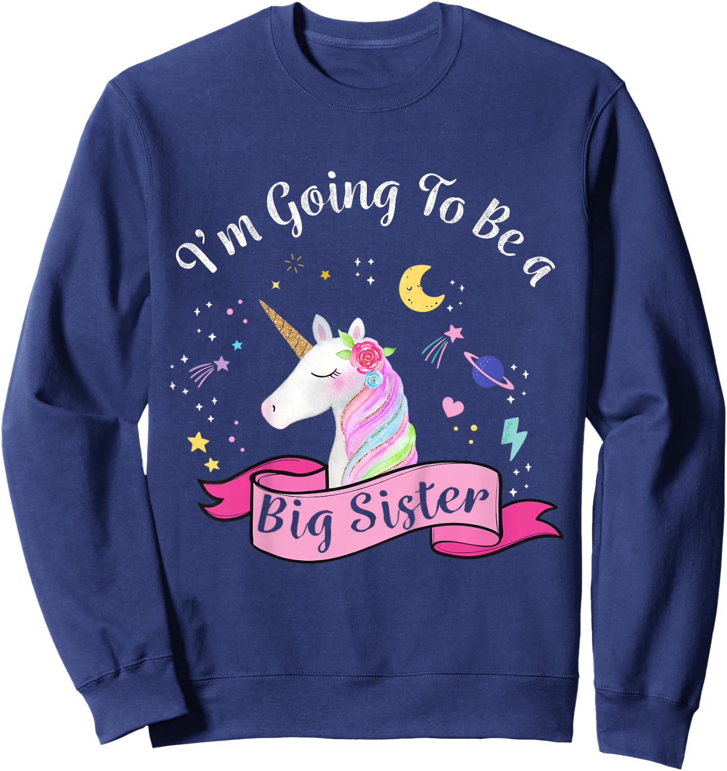 Big Sister Unicorn Shirt I'm Going to be a Big Sister Sweatshirt - Sweatshirt | Navy