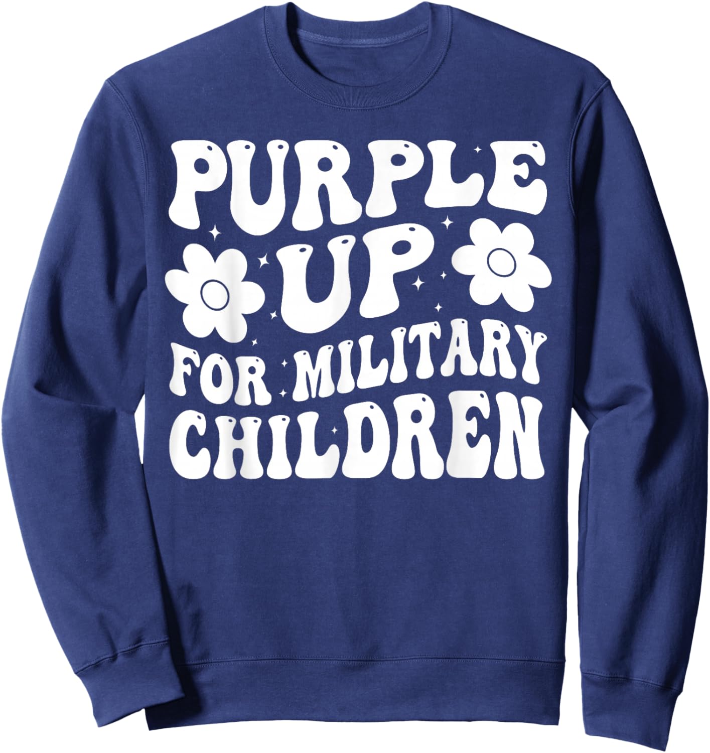 Purple Up For Military Kids Military Child Month Groovy Sweatshirt - Sweatshirt | Navy