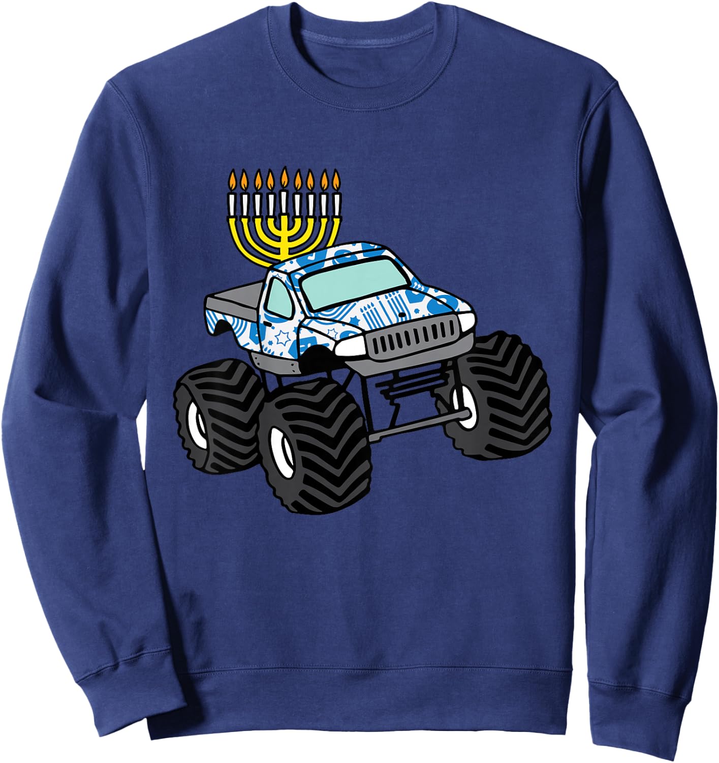 Kids Hanukkah Monster Truck Chanukah Jew Boys Kids Toddler Youth Sweatshirt - Sweatshirt | Navy