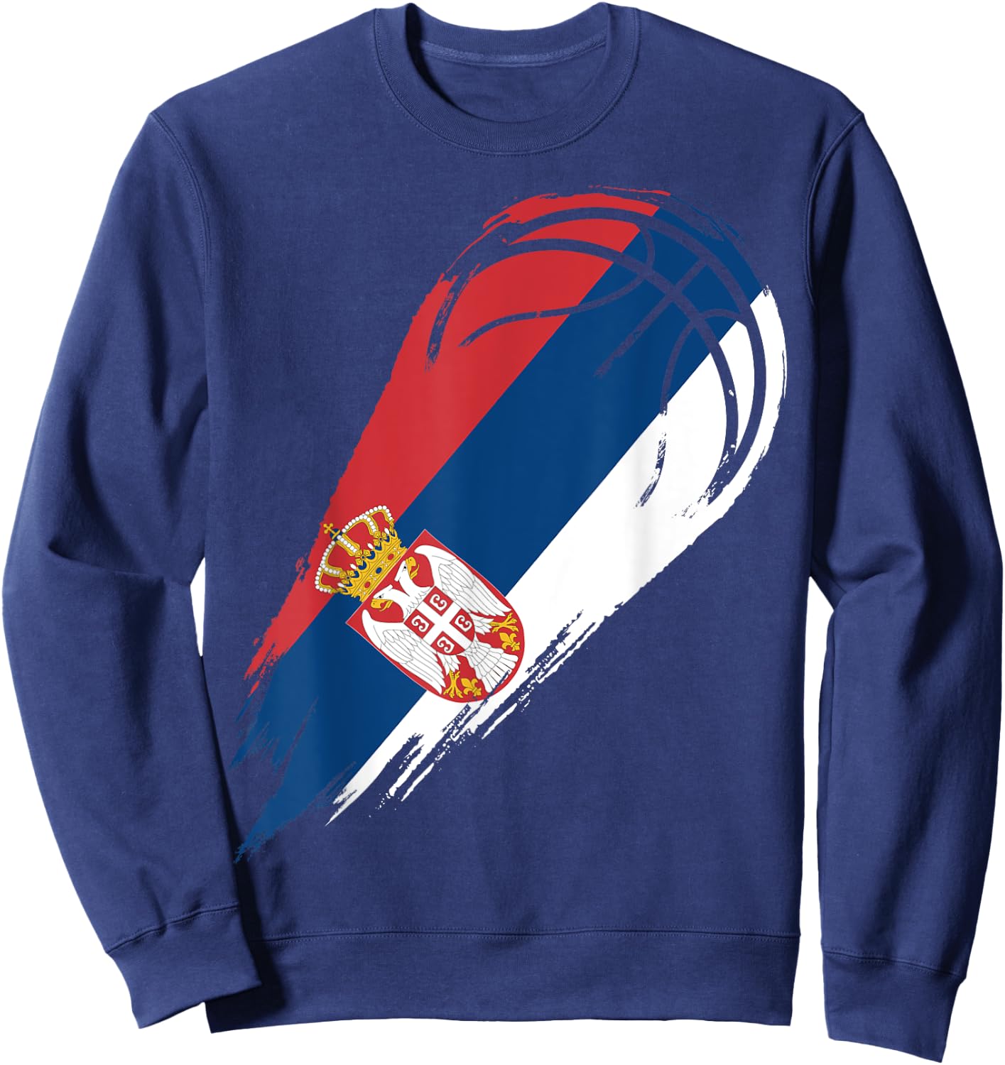 Basketball with flag of Patriotic Serbia Sweatshirt - Sweatshirt | Navy